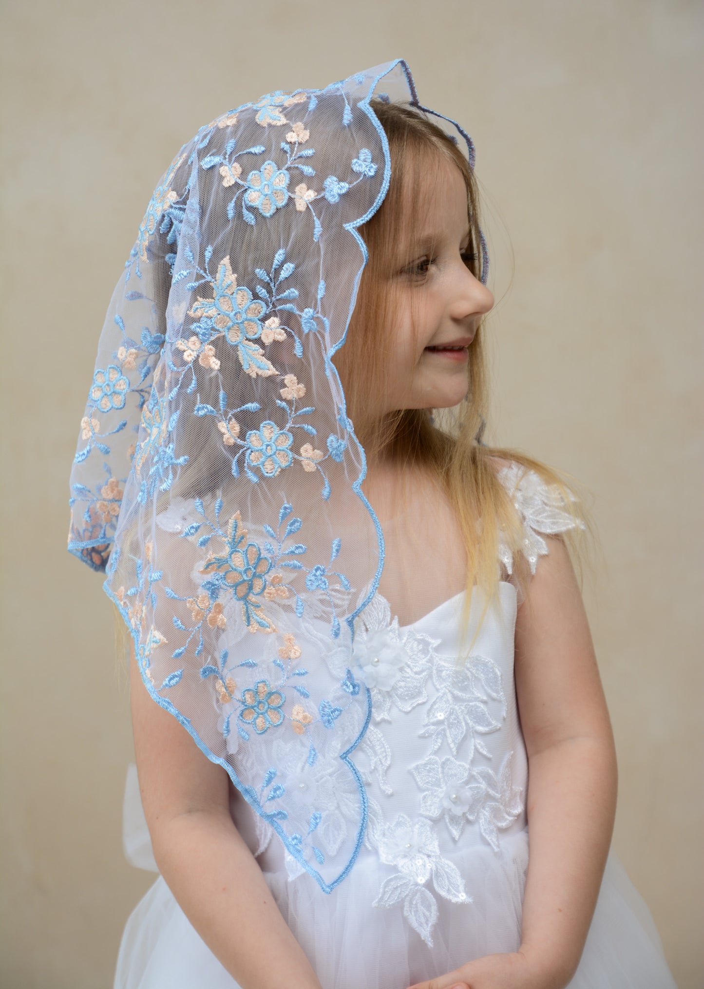 PINK & BLUE CHILD VEIL - MariaVeils