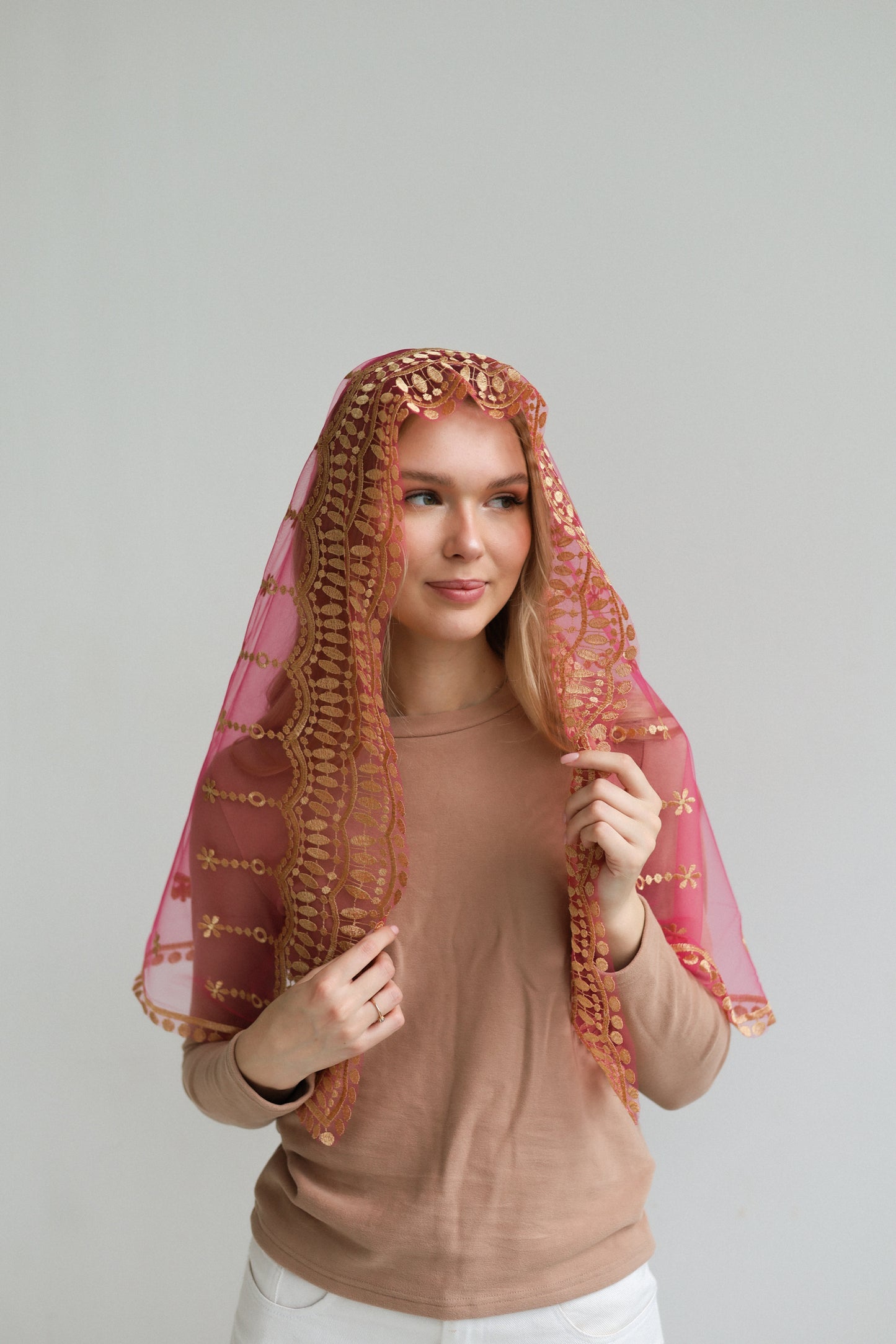 VEIL WITH JESUS EMBROIDERY