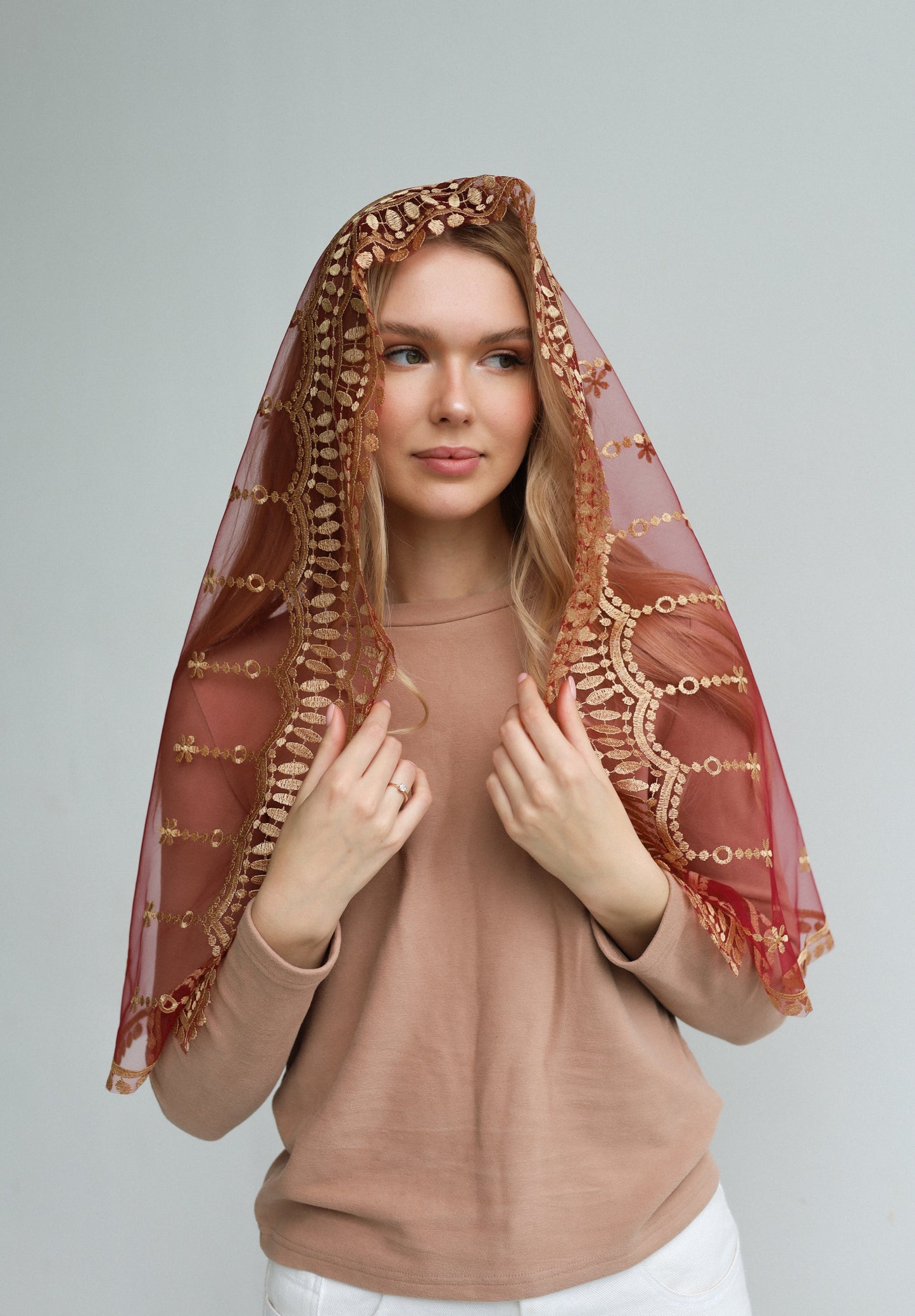 RED SACRED HEART VEIL