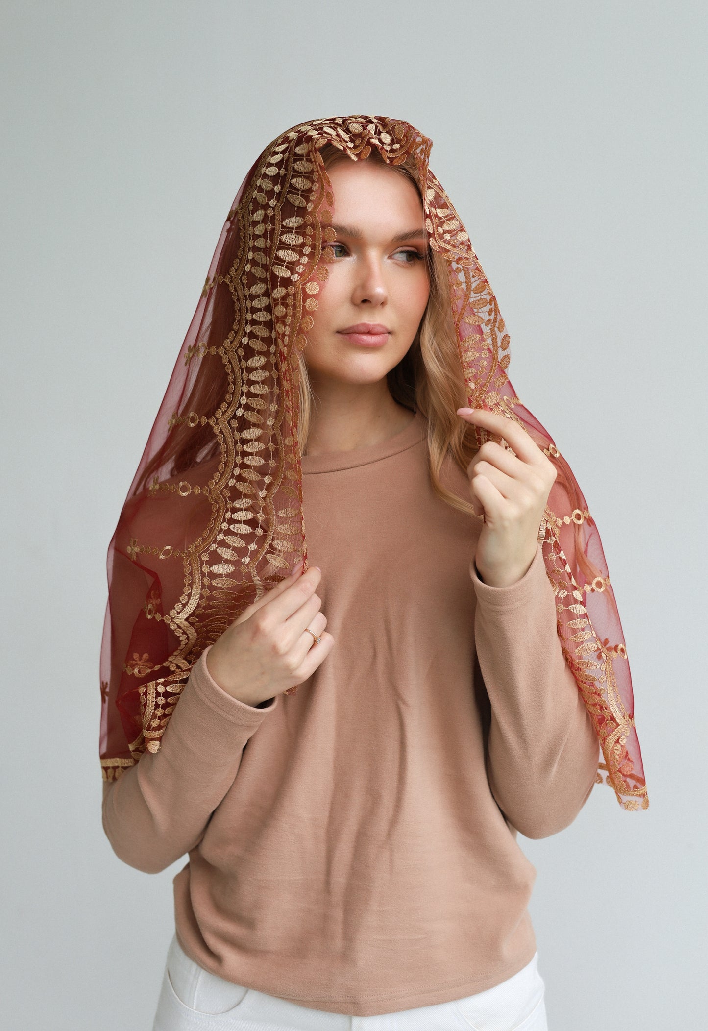 VEIL WITH JESUS EMBROIDERY