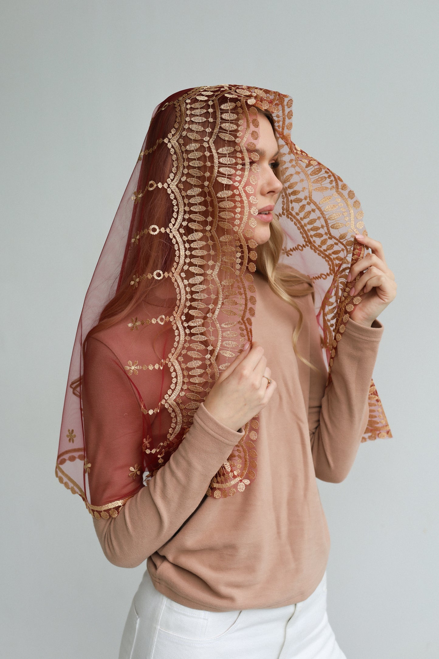 VEIL WITH JESUS EMBROIDERY
