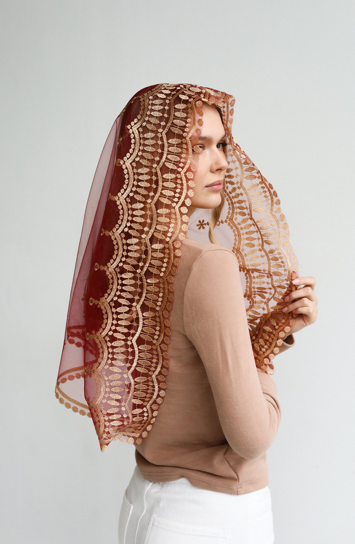 VEIL WITH JESUS EMBROIDERY