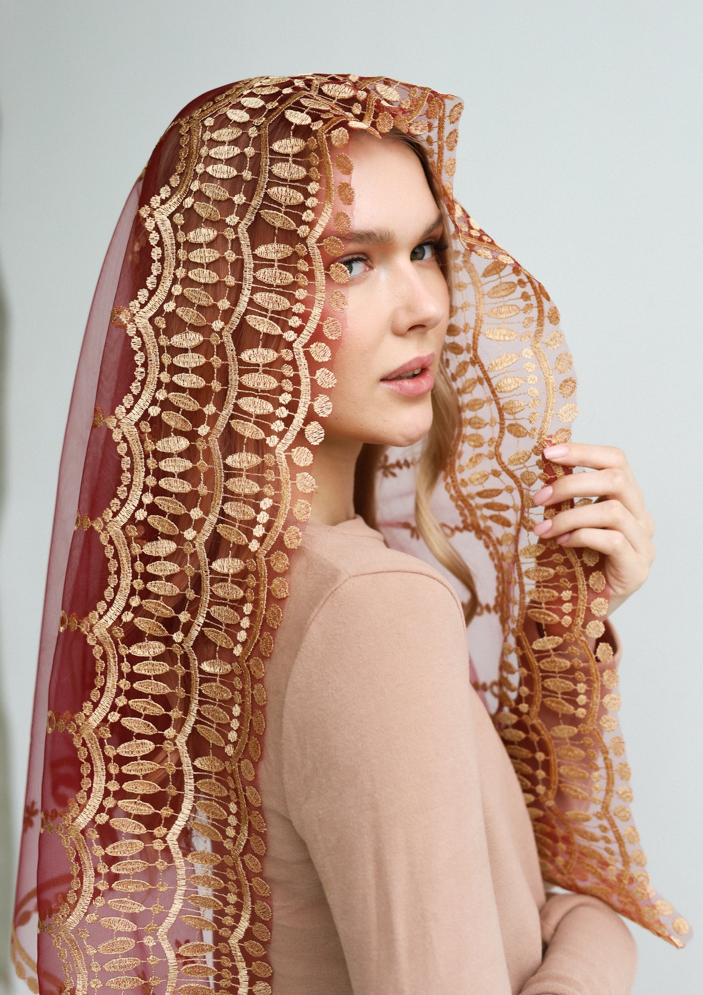 VEIL WITH JESUS EMBROIDERY