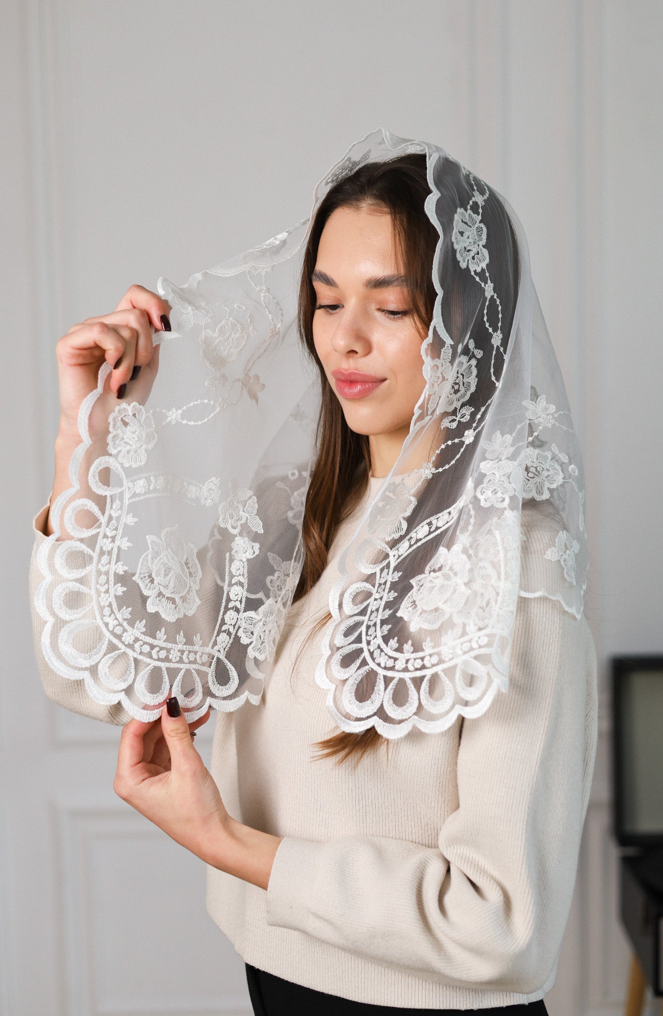 SHORT IVORY VEIL - MariaVeils