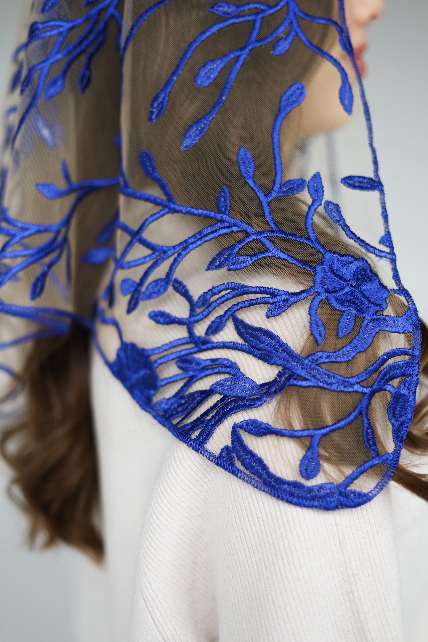 TRIANGLE BLUE & NUDE VEIL - MariaVeils