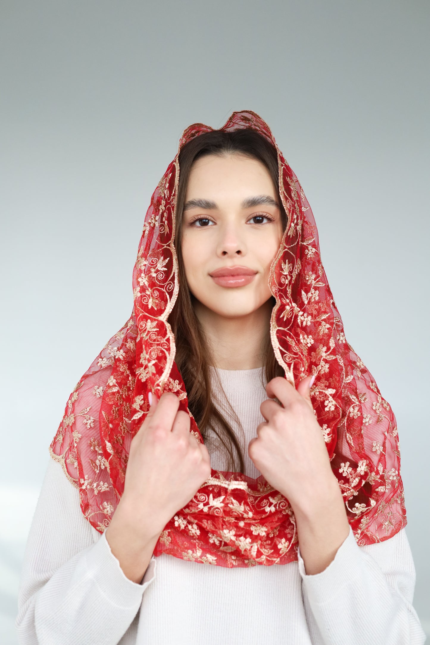 Gold& Red Infinity Mantilla