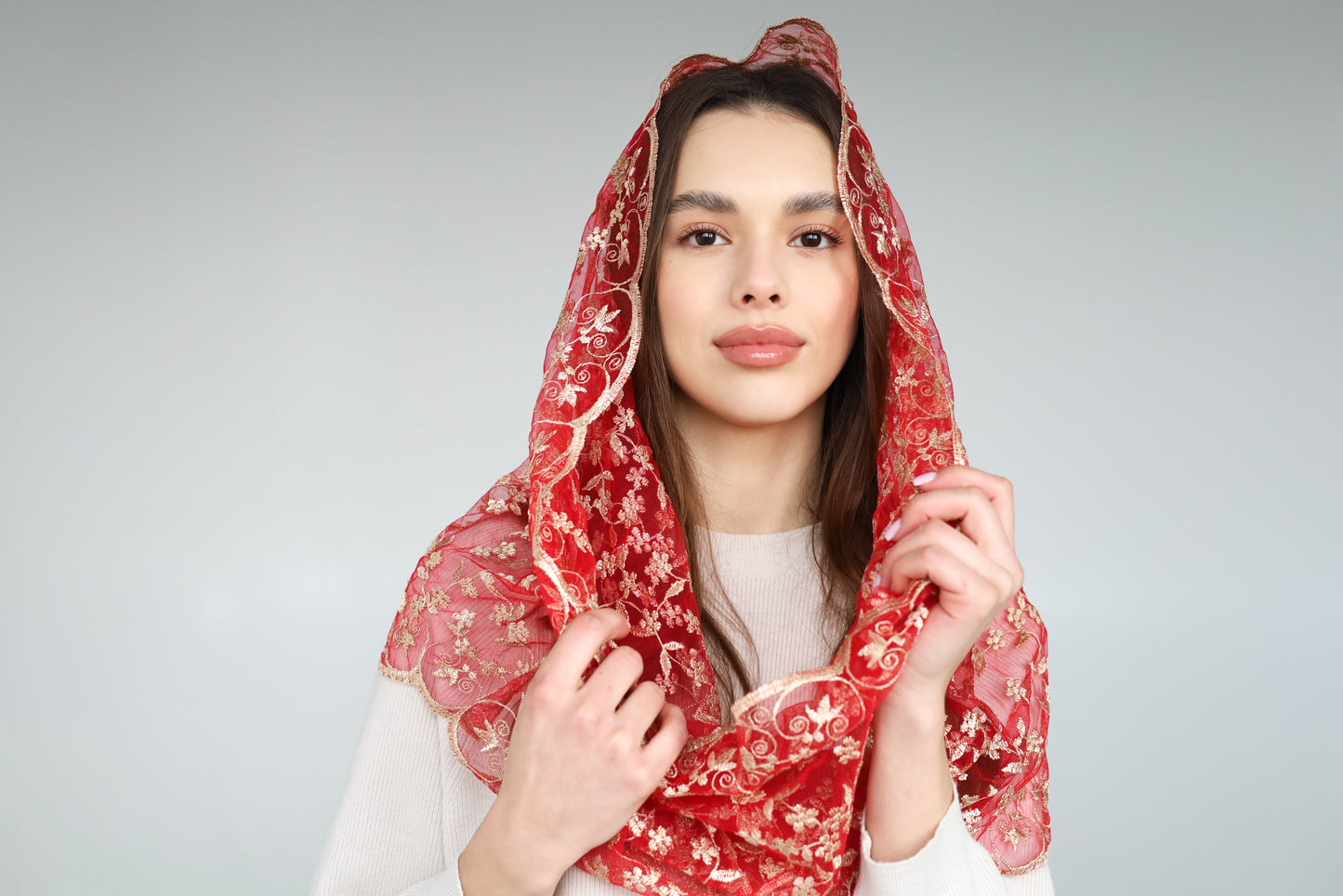 Gold& Red Infinity Mantilla