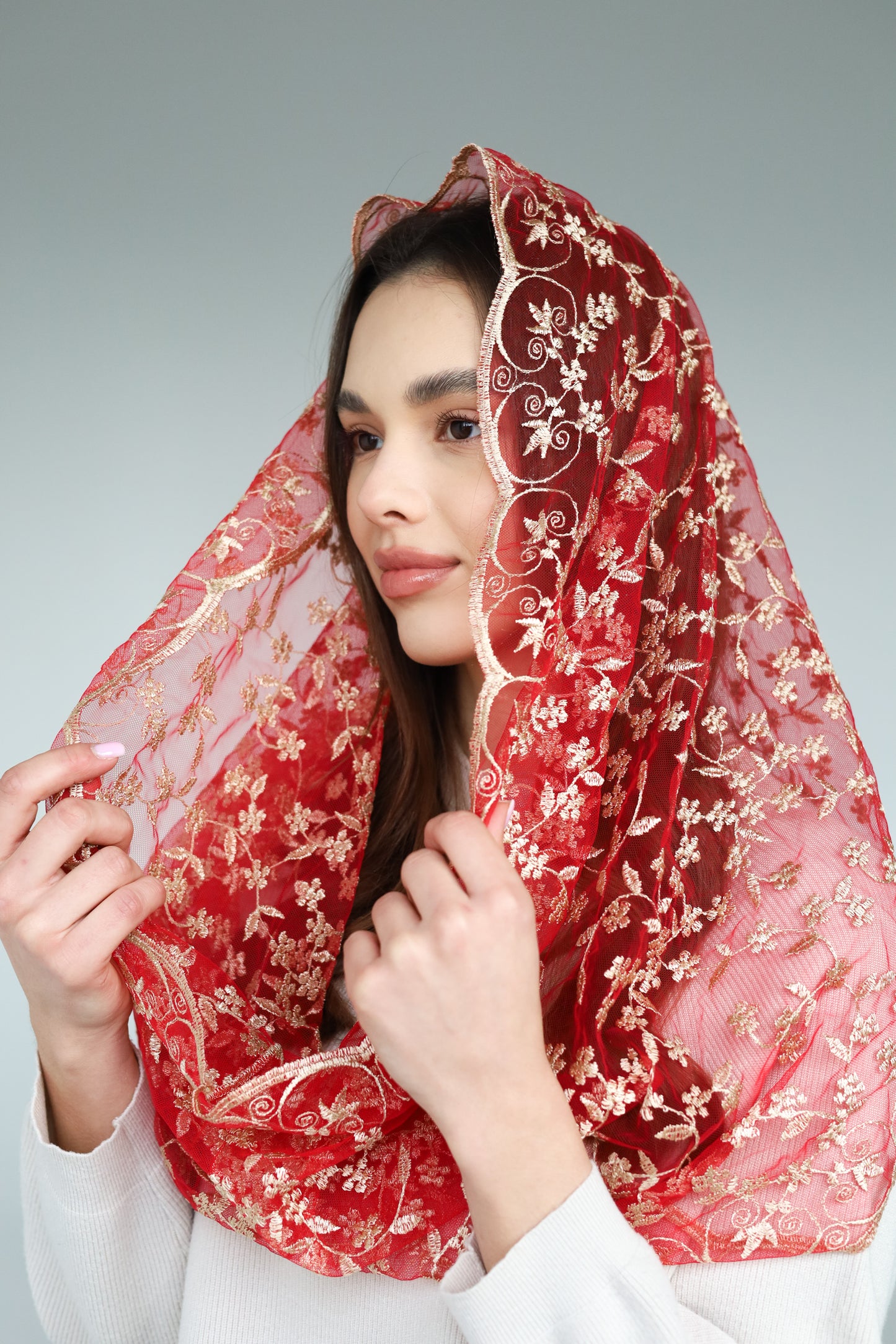 Gold& Red Infinity Mantilla