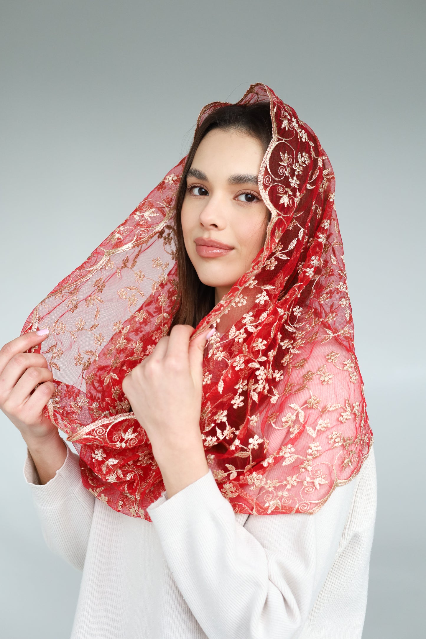 Gold& Red Infinity Mantilla