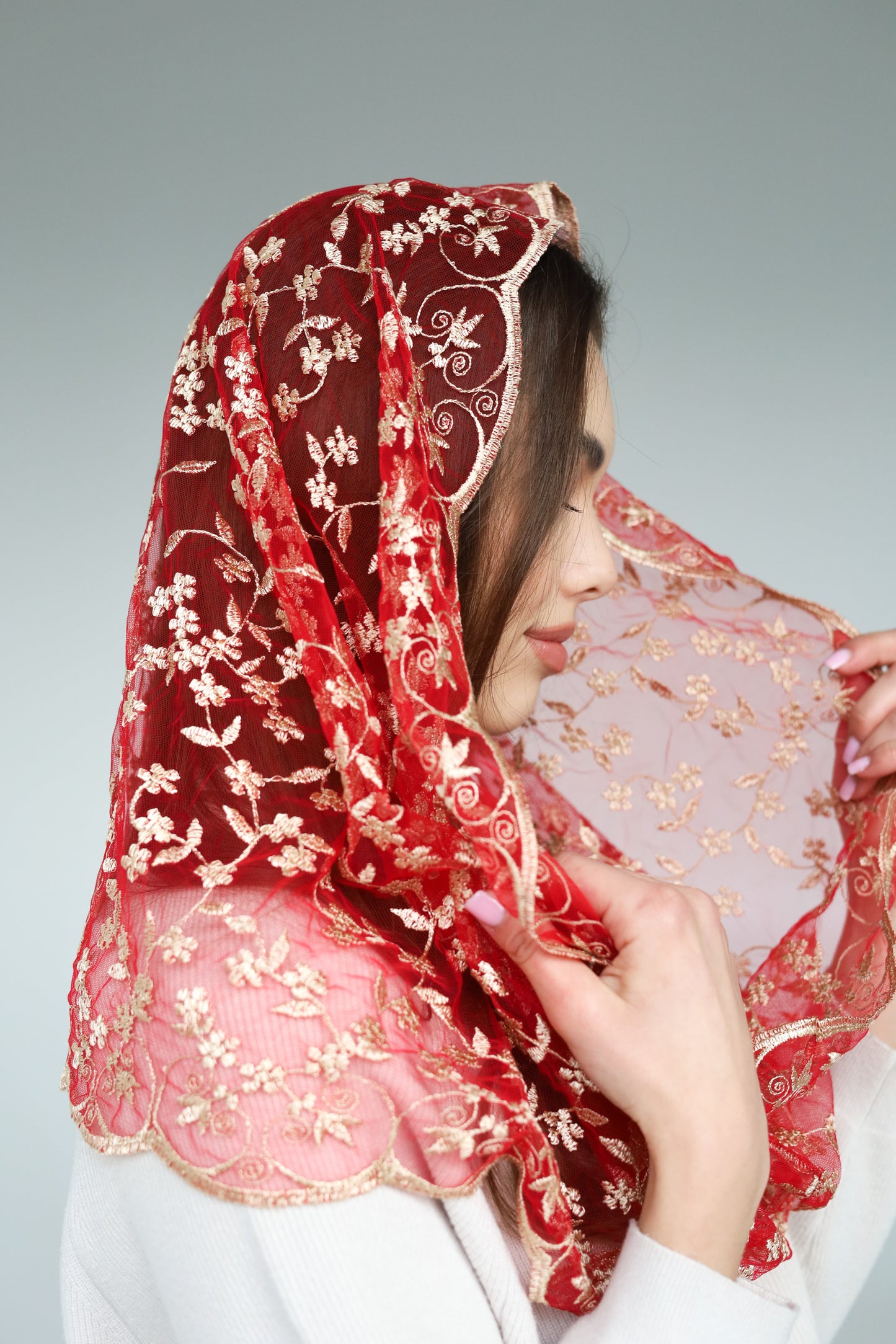 Gold& Red Infinity Mantilla
