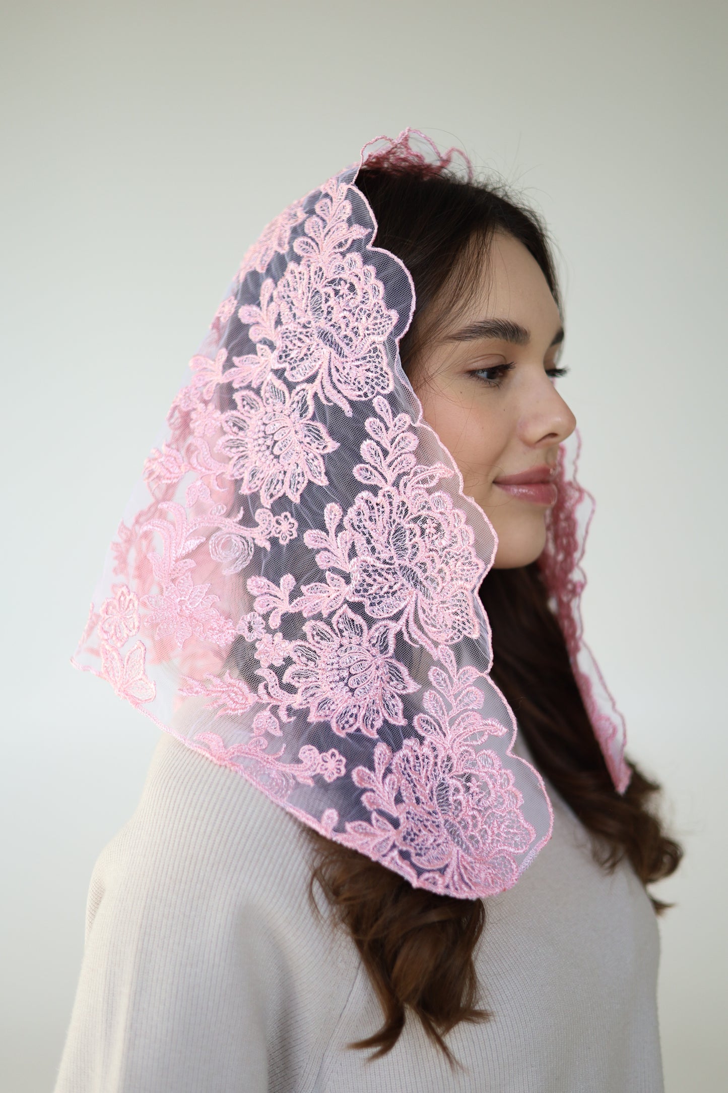 FLORAL PINK VEIL - MariaVeils