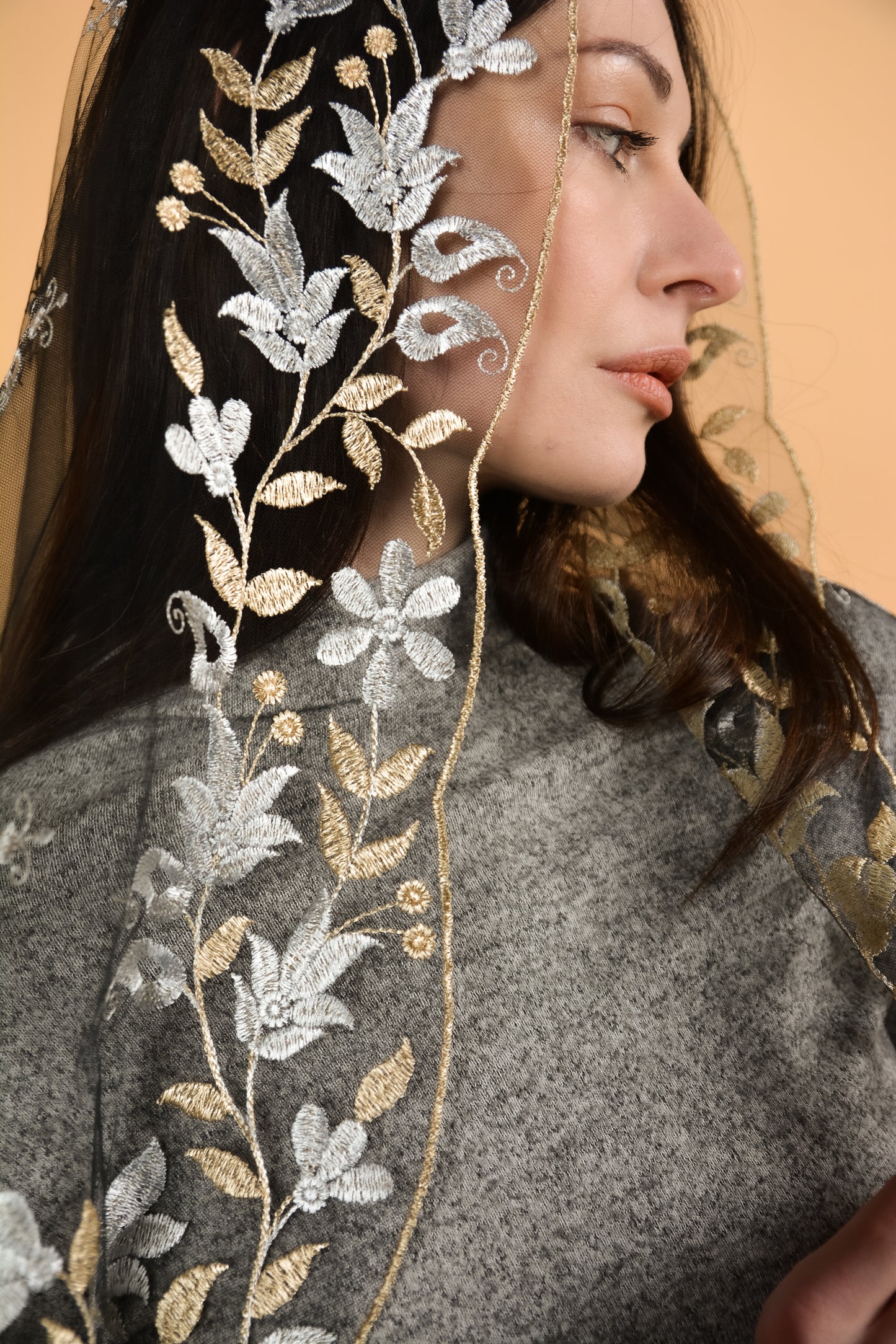 GOLD & SILVER LONG VEIL - MariaVeils