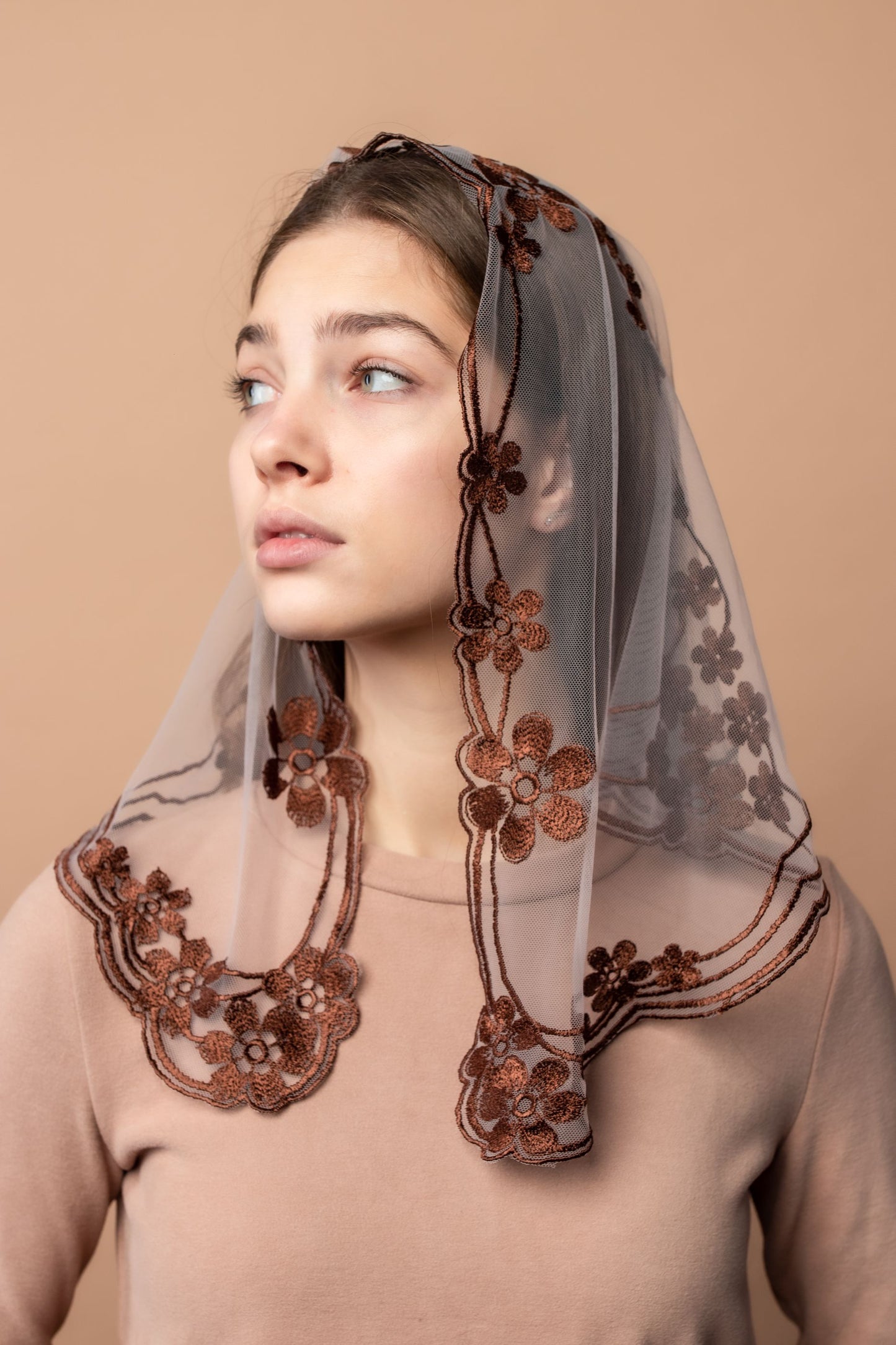 NEW COLOR Bestseller! Brown lace veil - MariaVeils