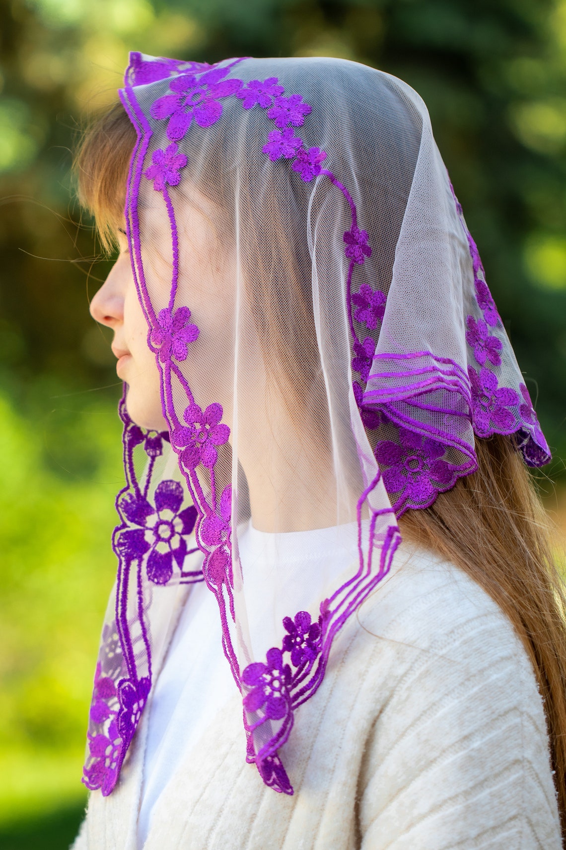 Purple lace veil - MariaVeils