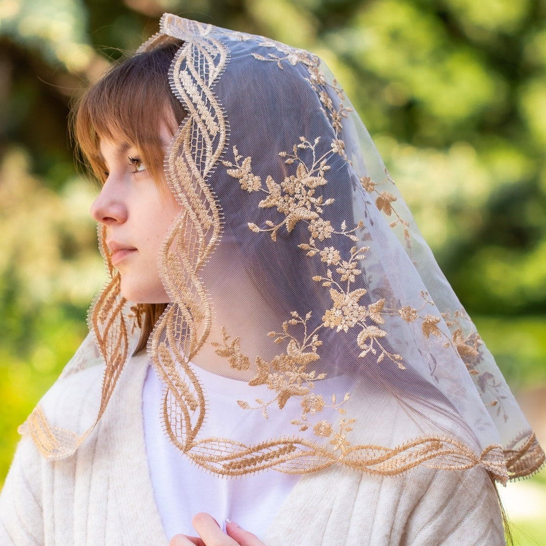 Catholic gold chapel veil - MariaVeils