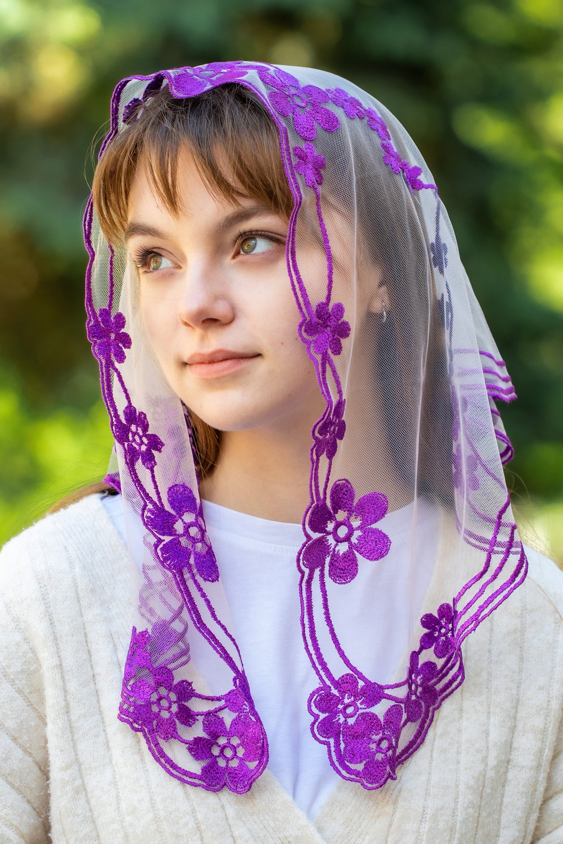 Purple lace veil - MariaVeils