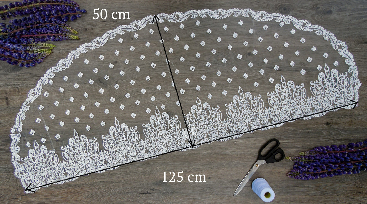 White long chapel veil, cathedral veil lace, chapel veil for mass, chapel veil, lace chapel veil, catholic chapel veil - Maria Veils