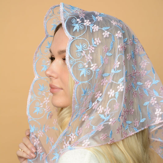 PINK & BLUE TRIANGLE VEIL - MariaVeils