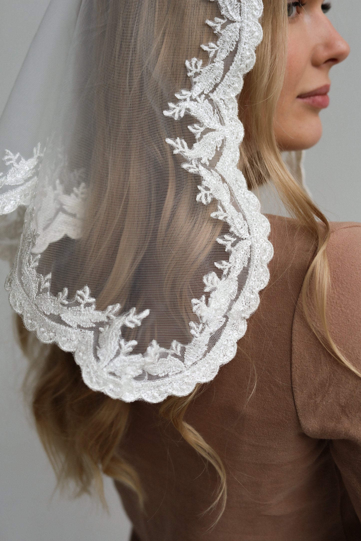SHINY LACE TRIM VEIL