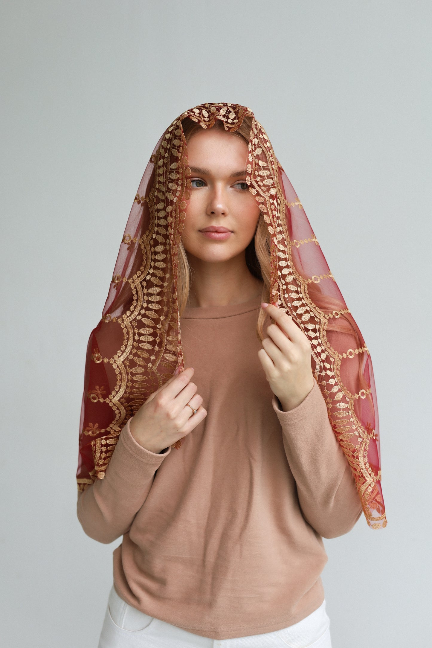 VEIL WITH JESUS EMBROIDERY