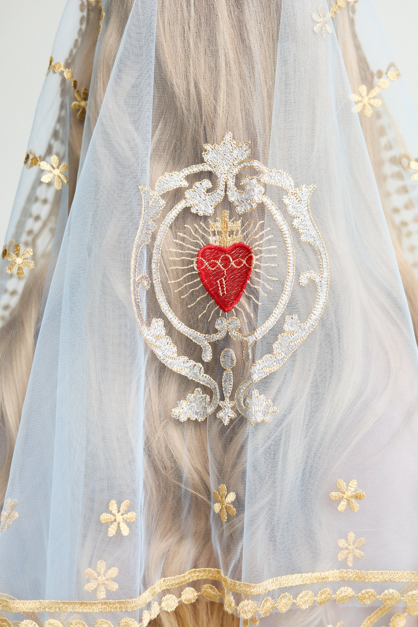 LIGHT BLUE MANTILLA WITH HEART