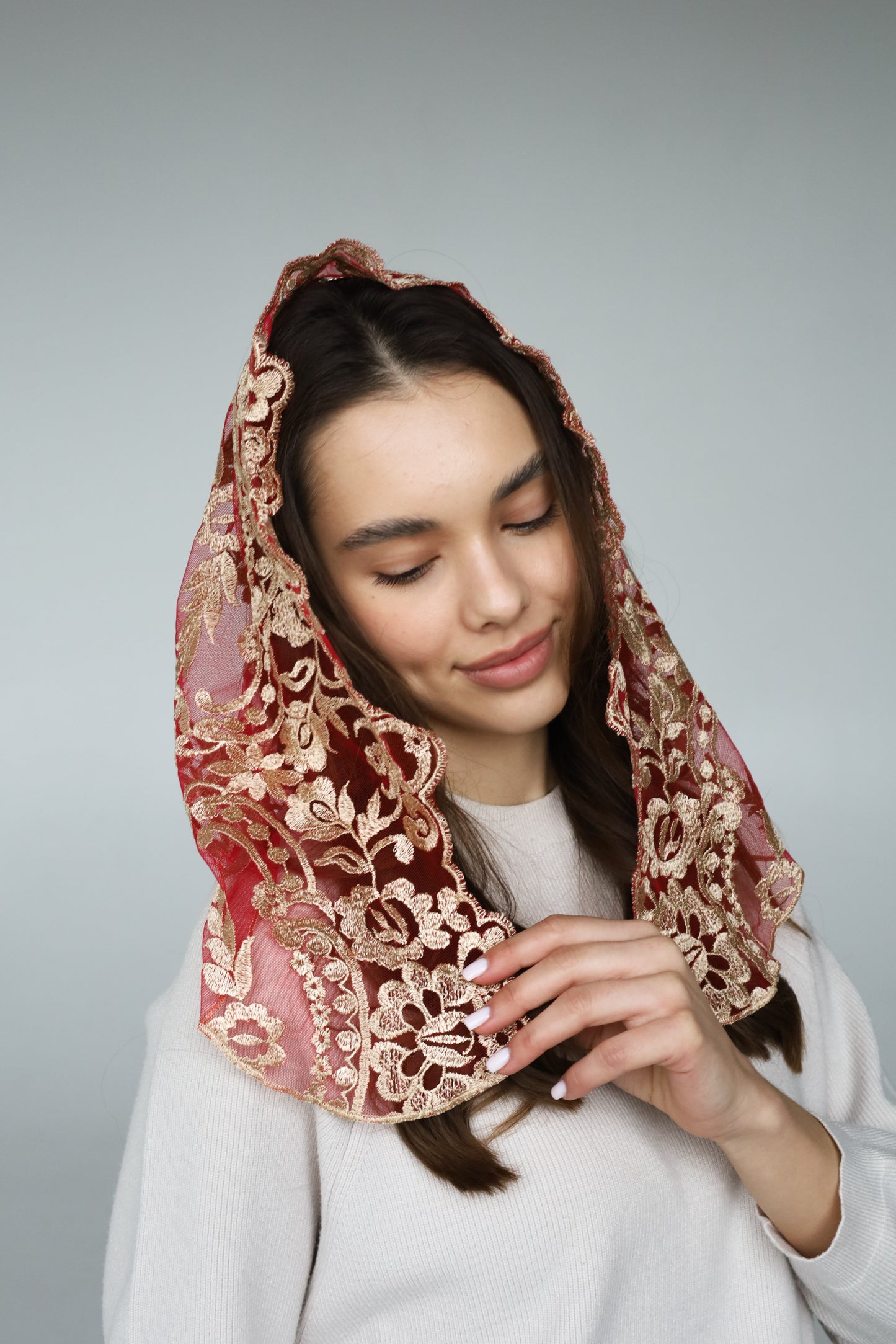 SHORT GOLD & RED VEIL - MariaVeils