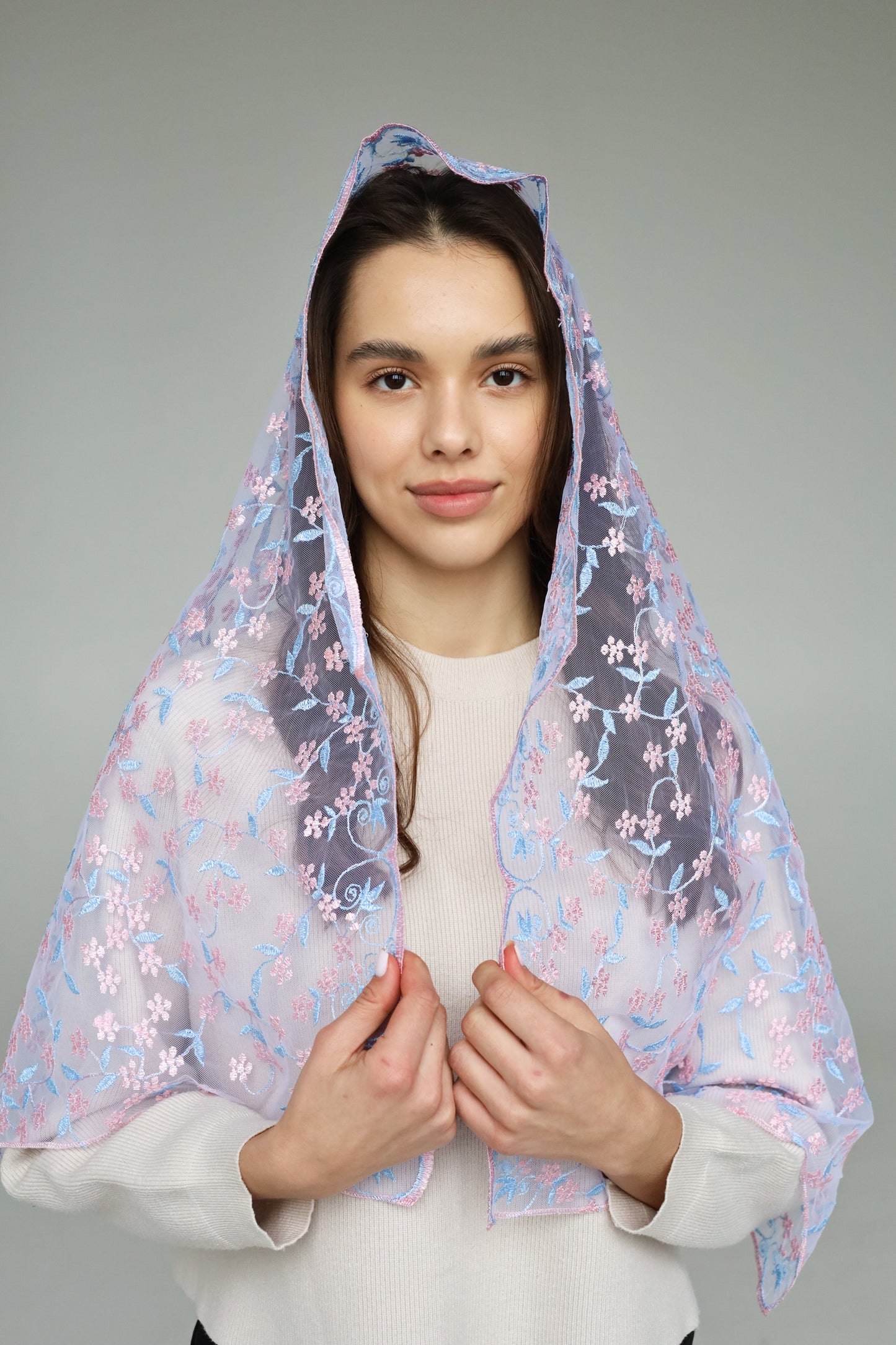EXTRA LONG PINK & BLUE VEIL - MariaVeils
