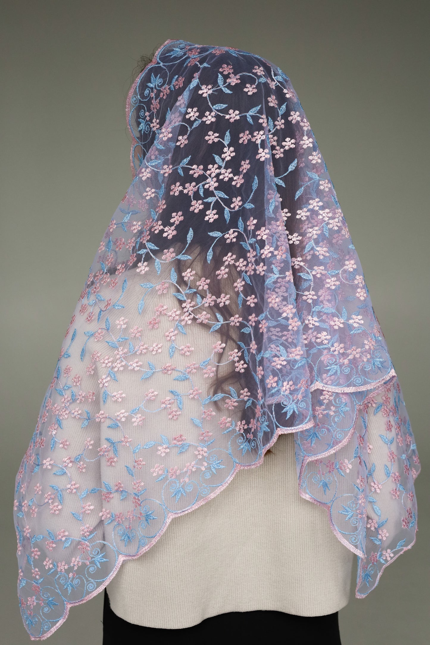 EXTRA LONG PINK & BLUE VEIL - MariaVeils
