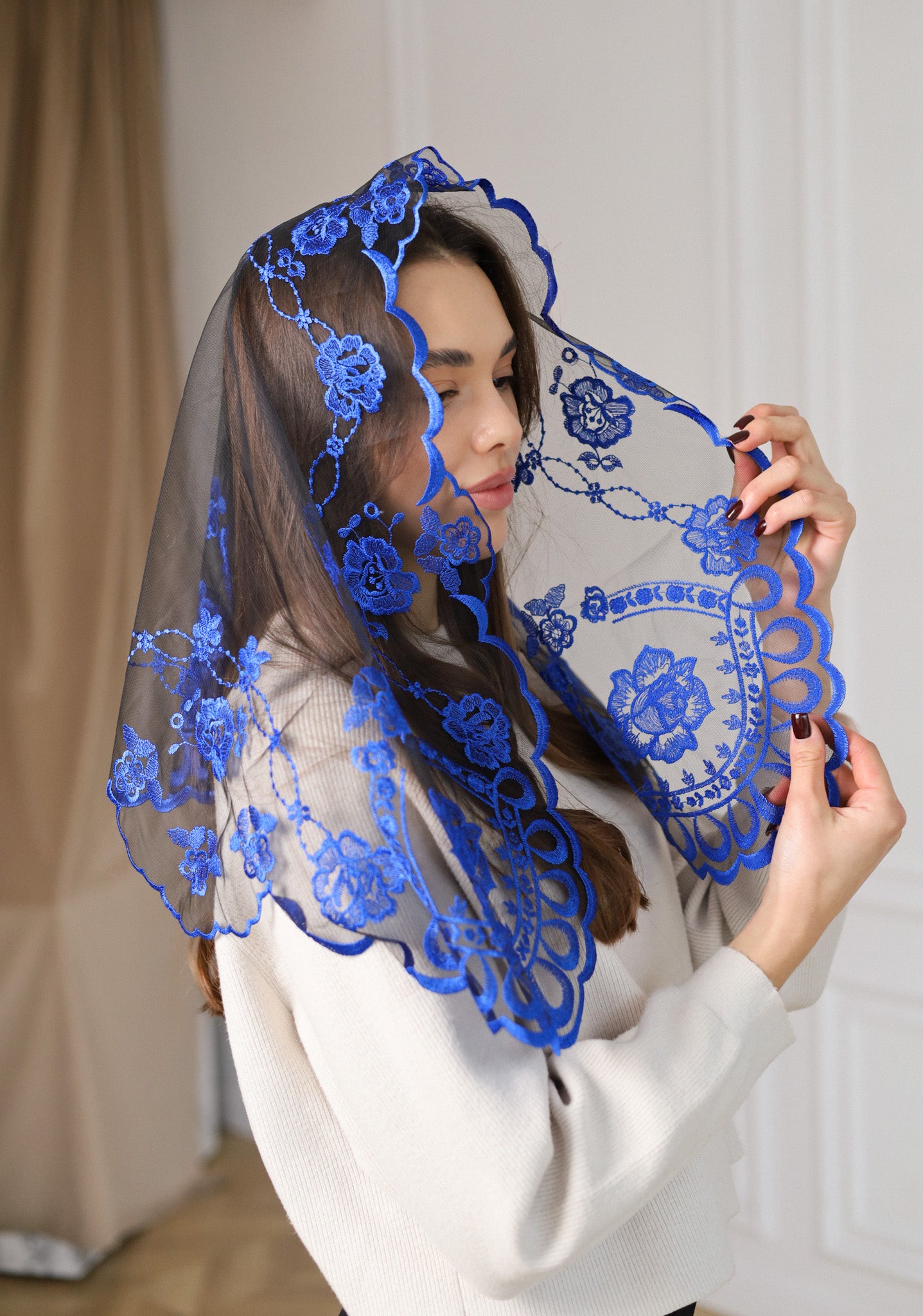 SHORT BLUE VEIL - MariaVeils
