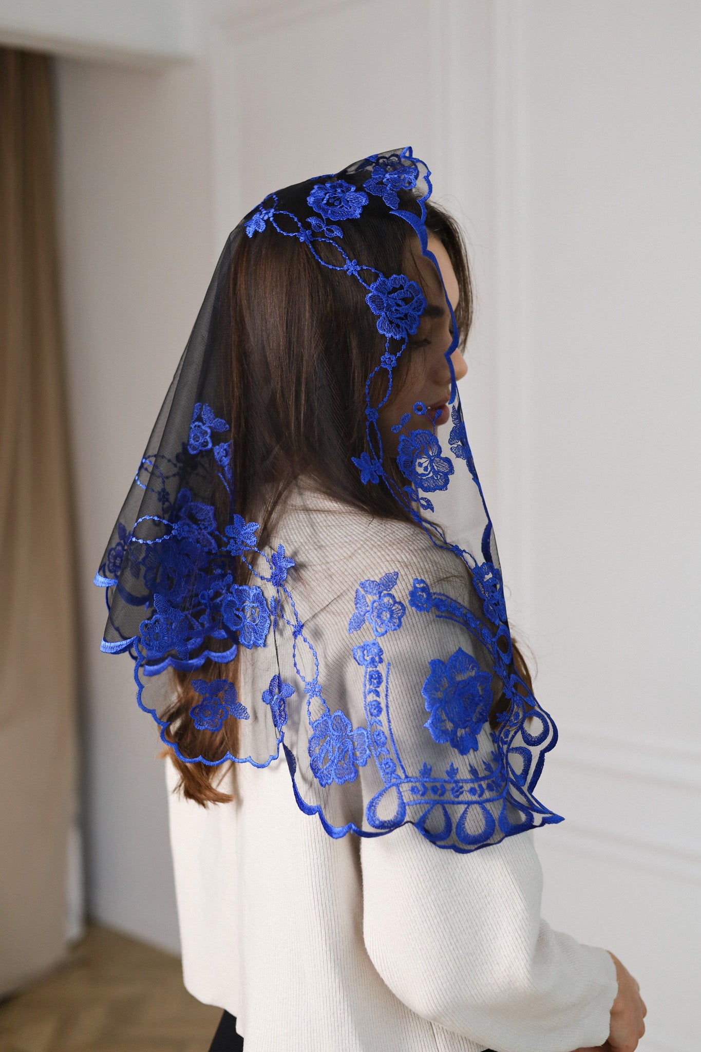 SHORT BLUE VEIL - MariaVeils