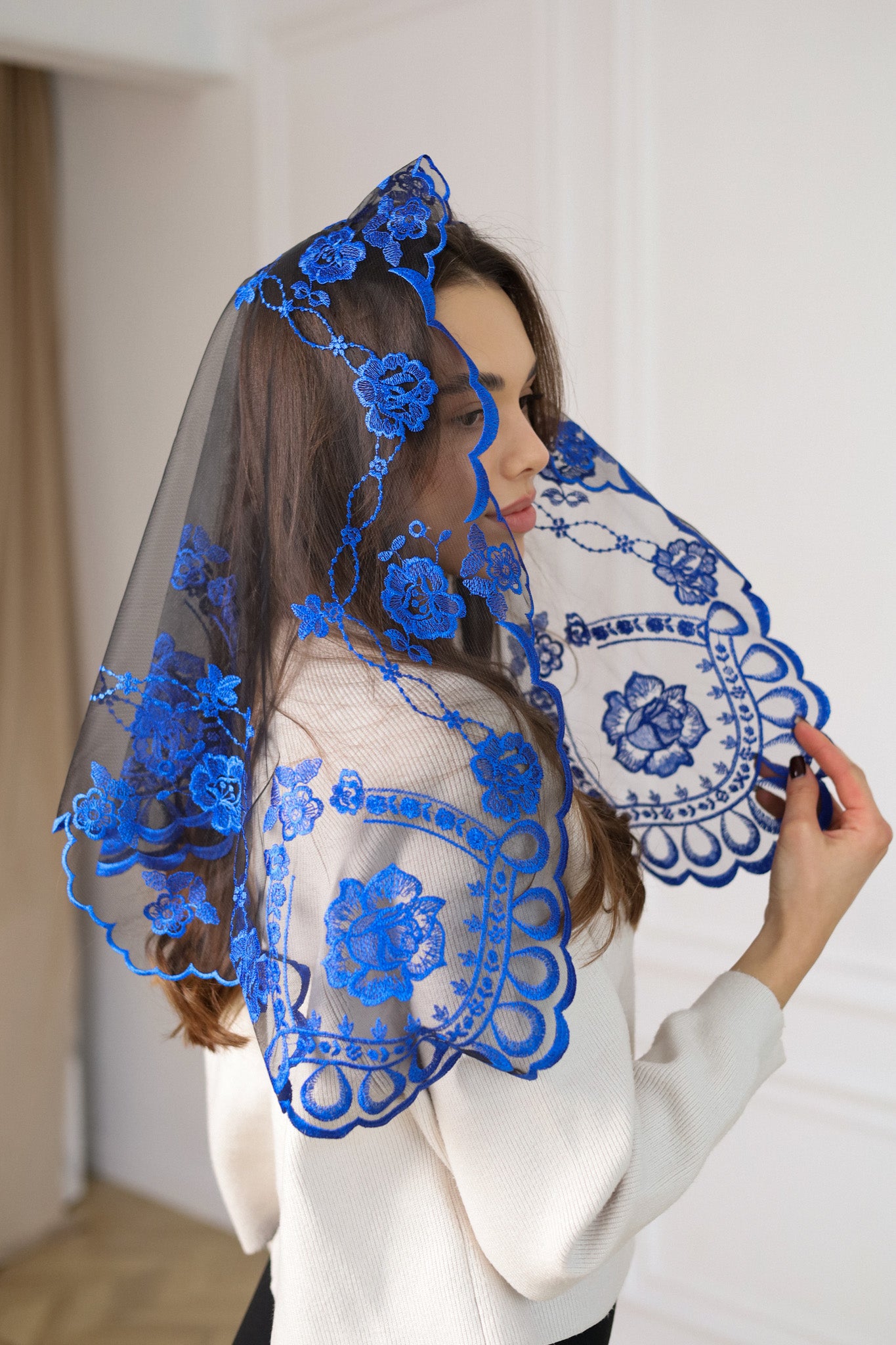 SHORT BLUE VEIL - MariaVeils