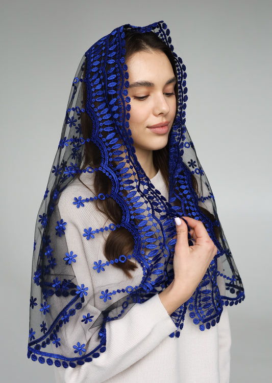 LONG ROYAL BLUE VEIL - MariaVeils
