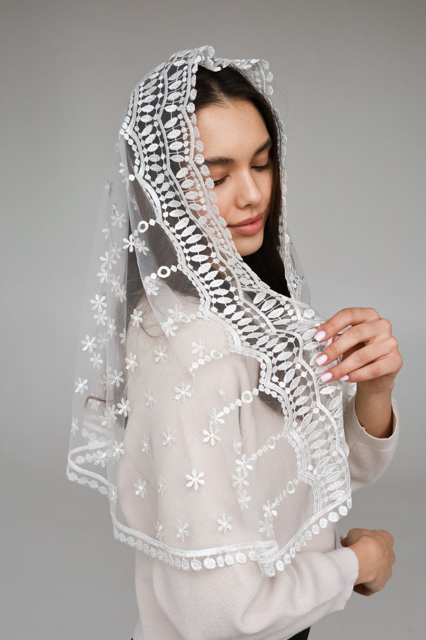 LONG IVORY MANTILLA - MariaVeils