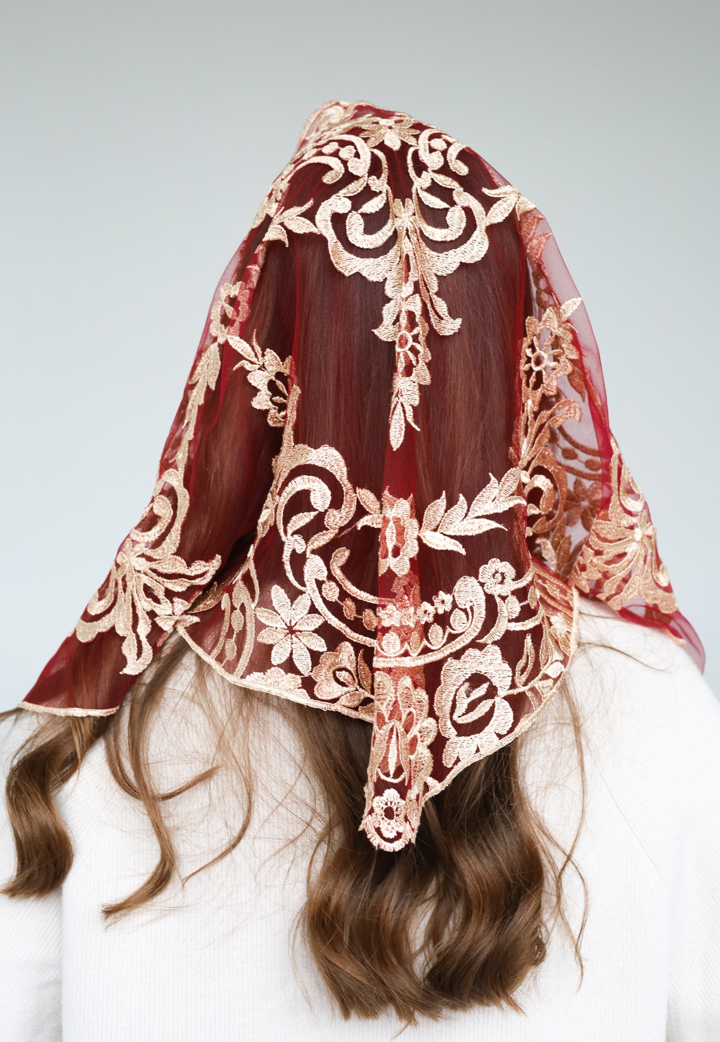SHORT GOLD & RED VEIL - MariaVeils