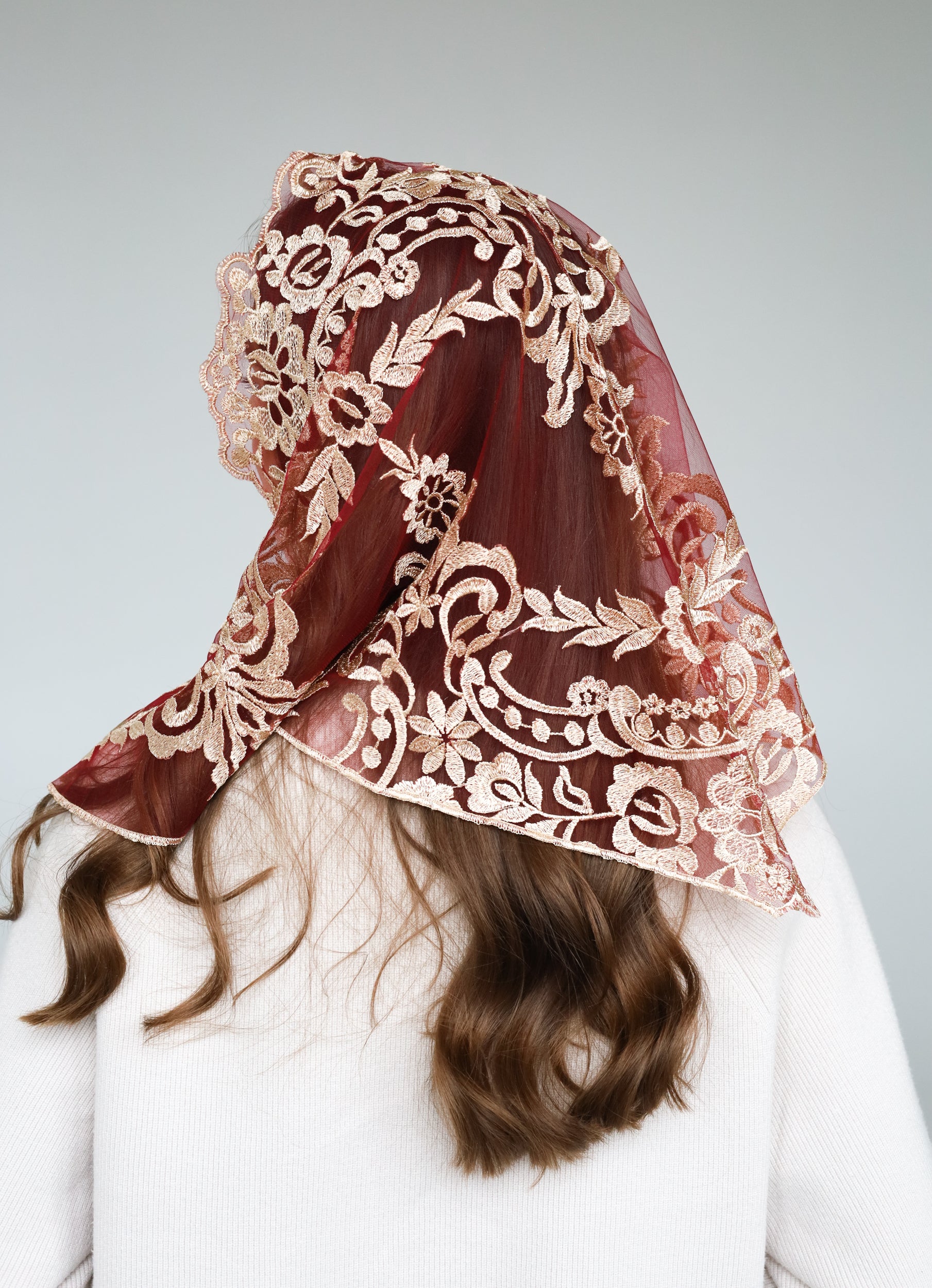 SHORT GOLD & RED VEIL - MariaVeils