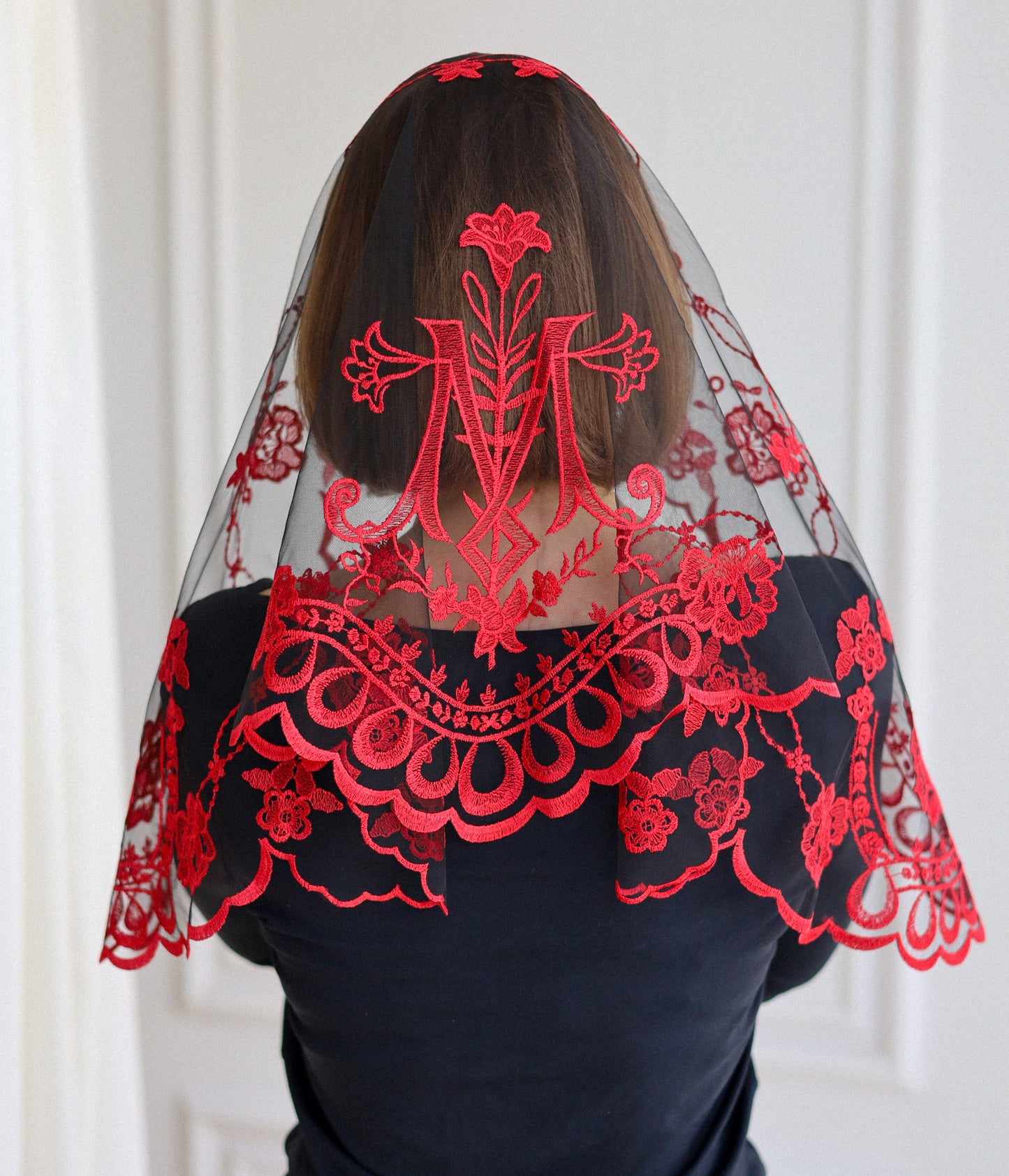 SHORT RED VEIL - MariaVeils