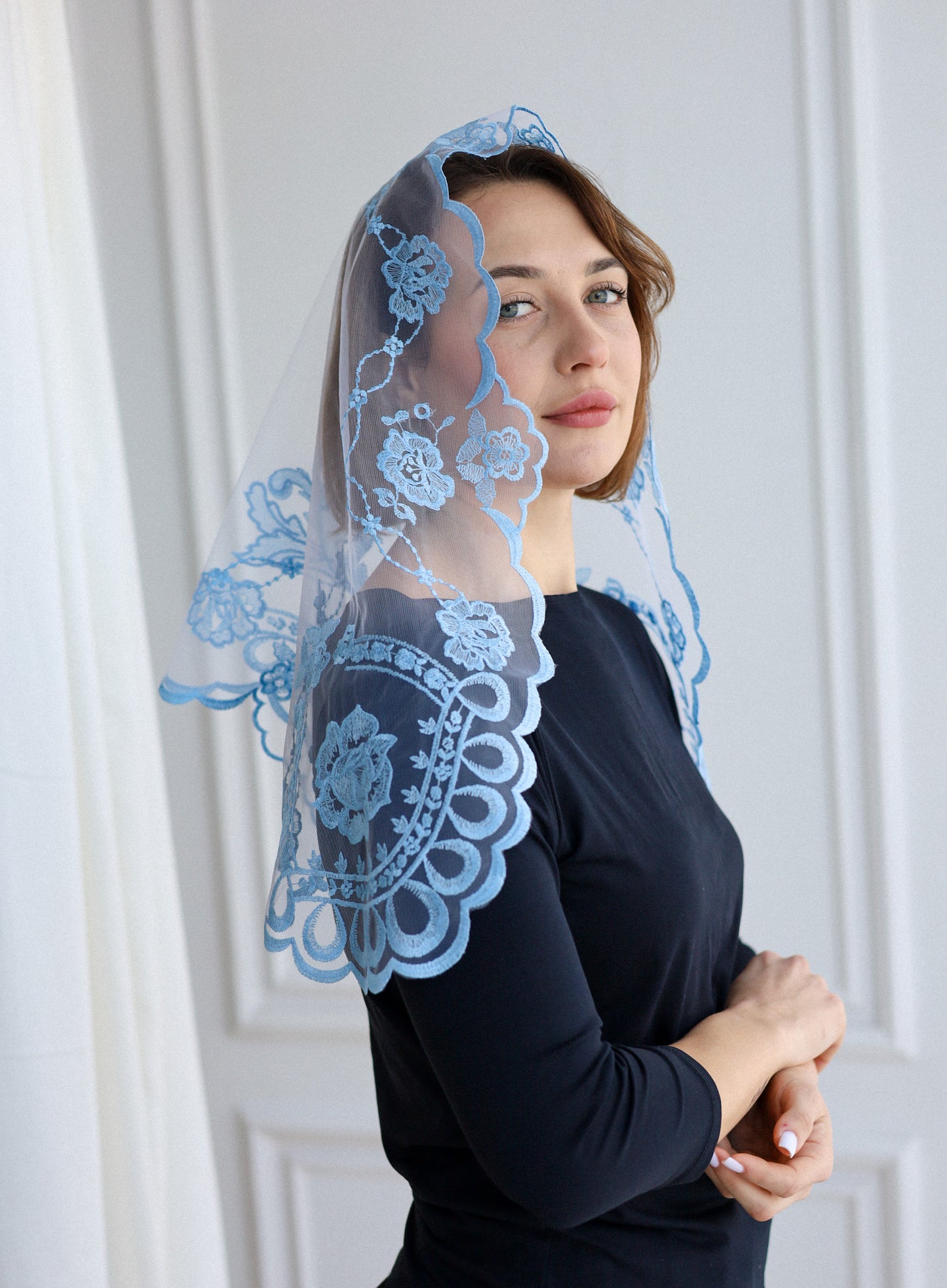 SHORT SKY BLUE VEIL - MariaVeils