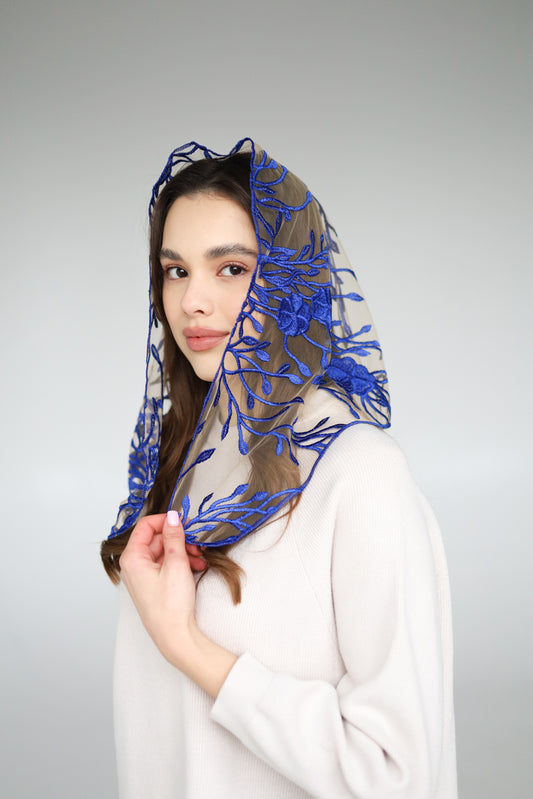 TRIANGLE BLUE & NUDE VEIL - MariaVeils