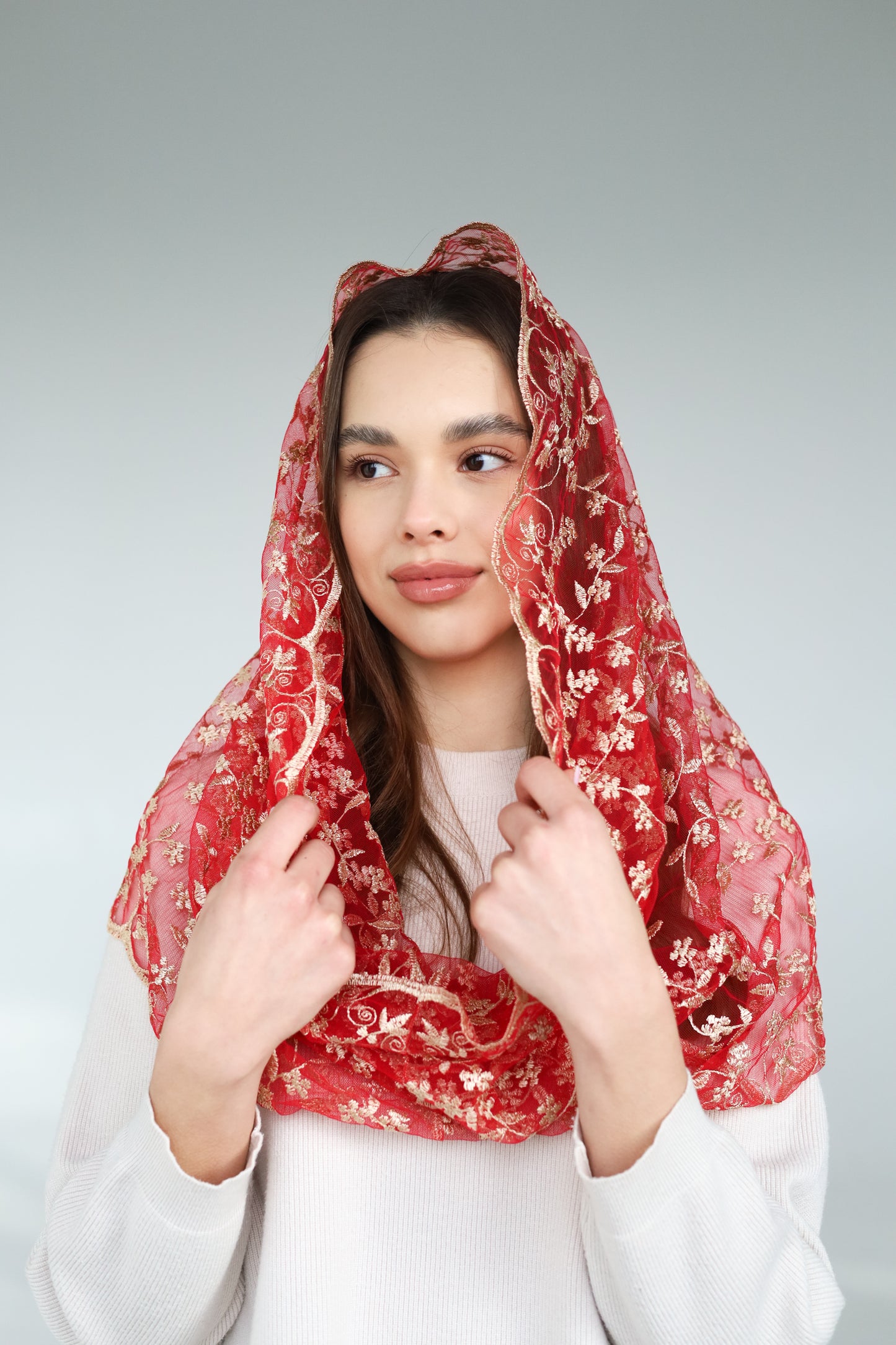 Gold& Red Infinity Mantilla
