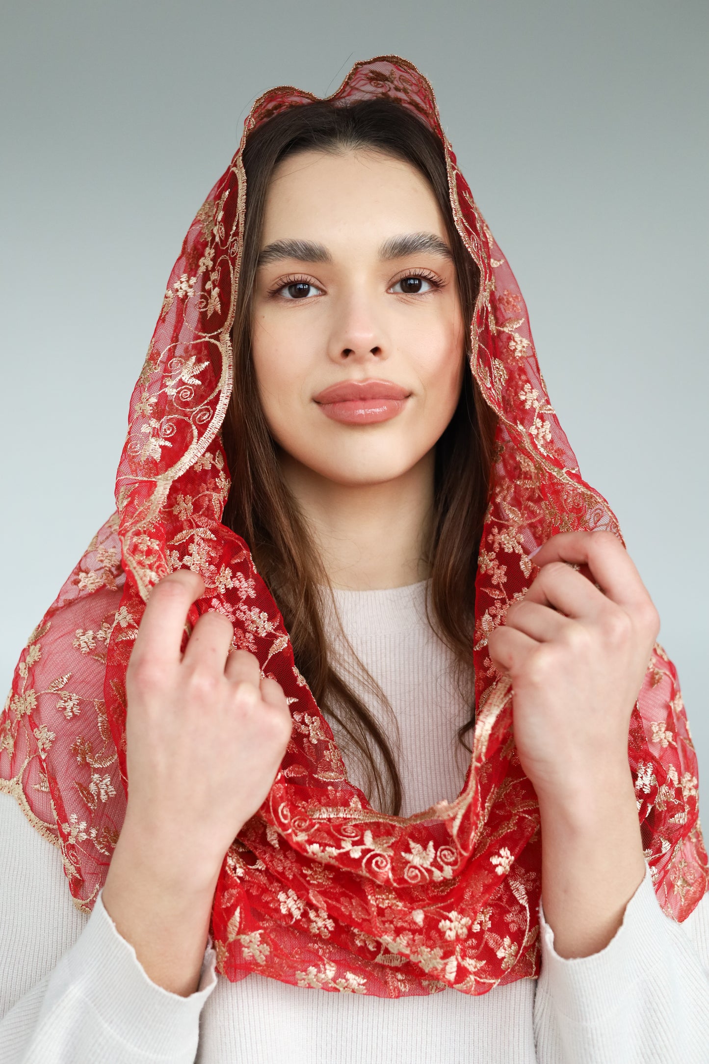 Gold& Red Infinity Mantilla
