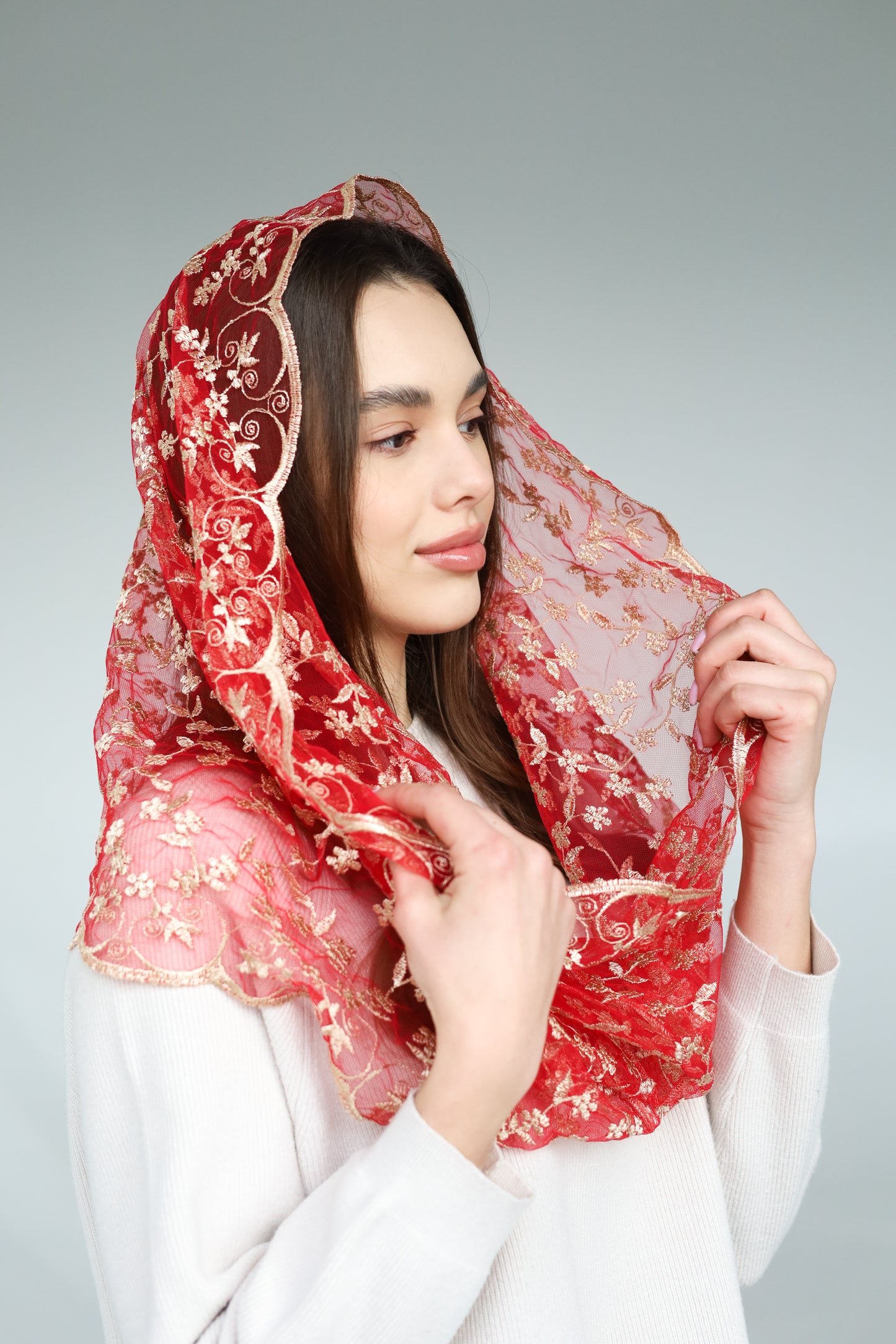 Gold& Red Infinity Mantilla