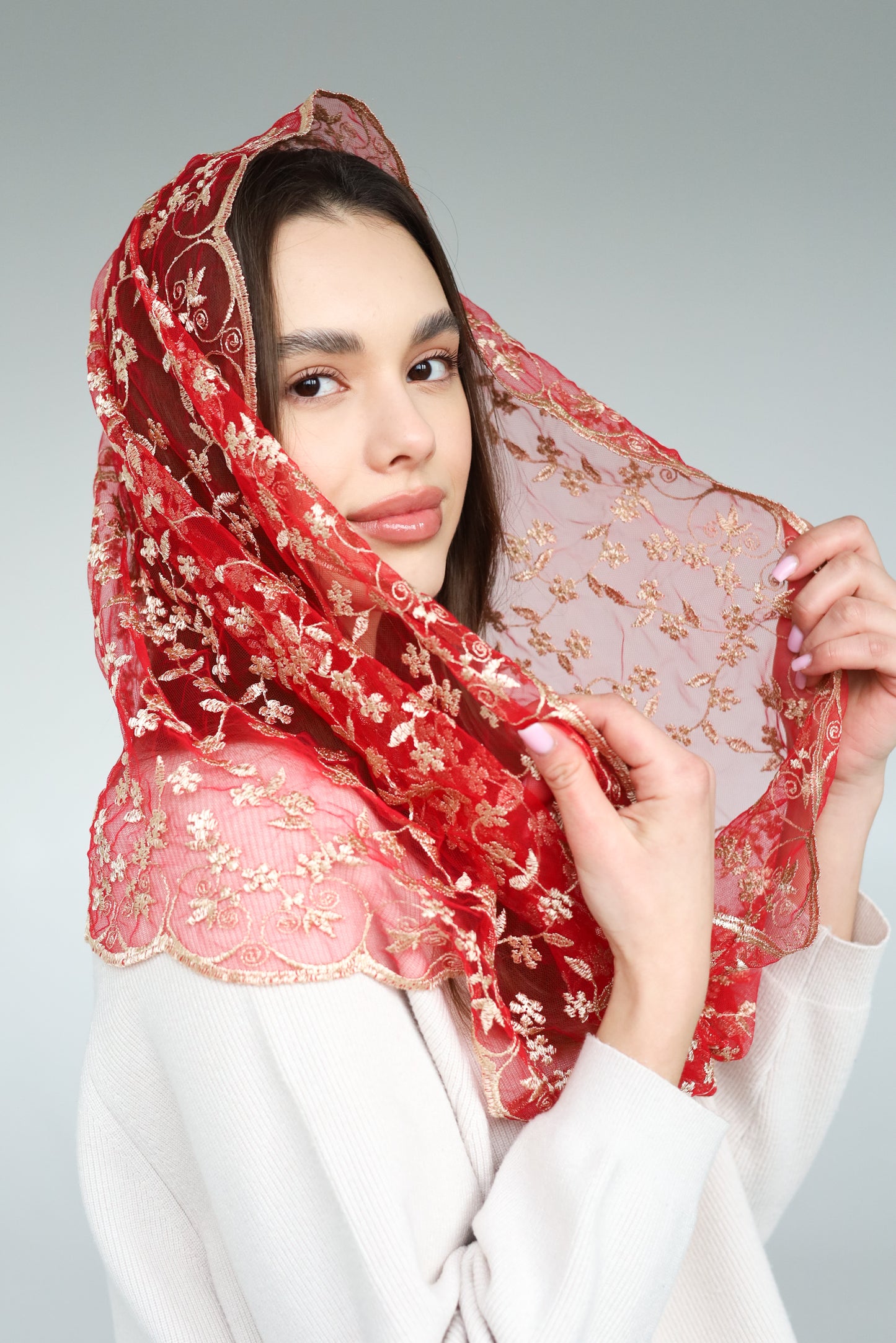 Gold& Red Infinity Mantilla