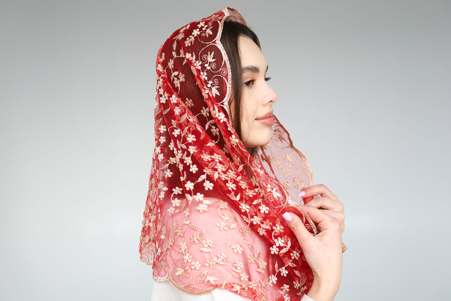 Gold& Red Infinity Mantilla