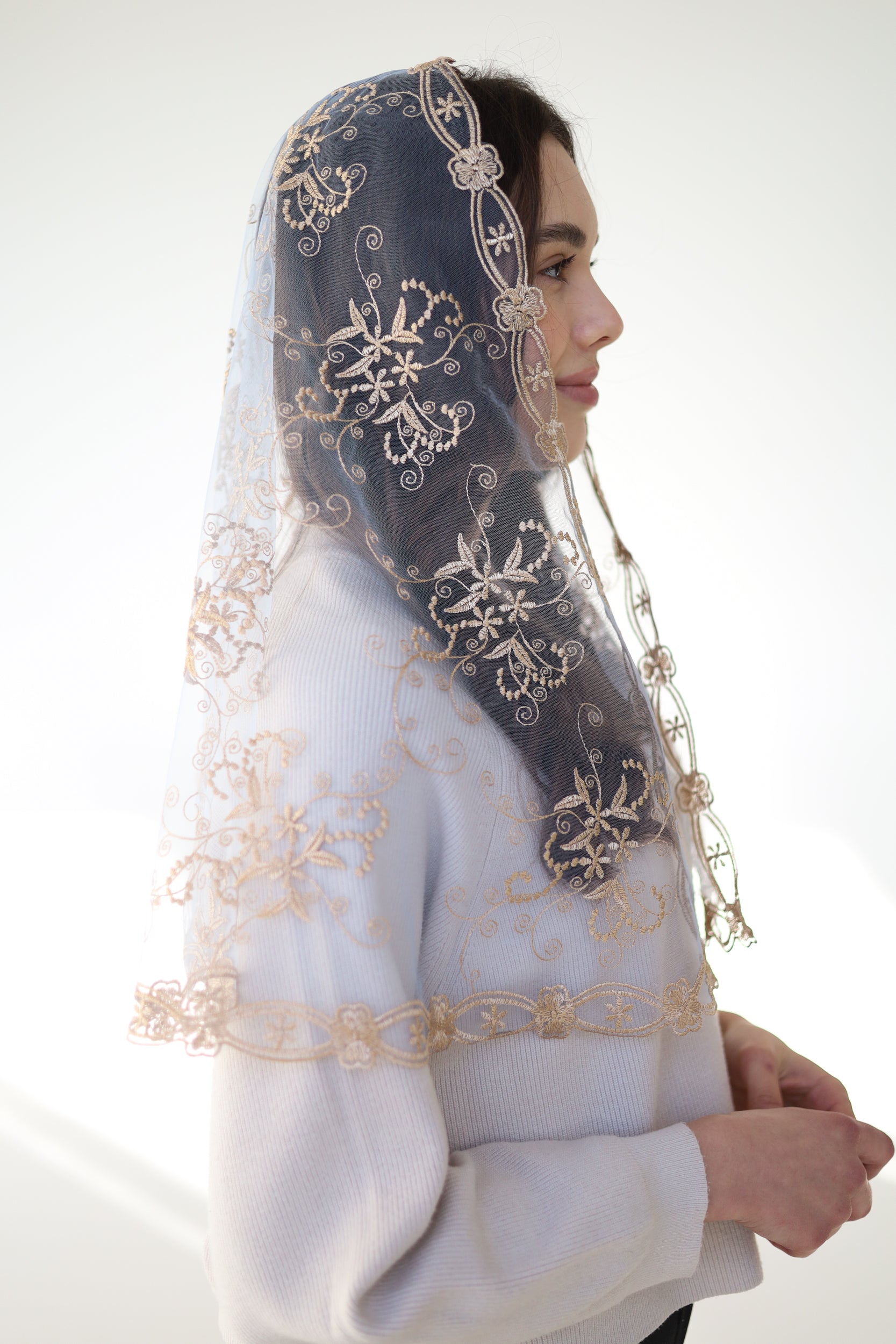 GOLD & LIGHT BLUE VEIL - MariaVeils