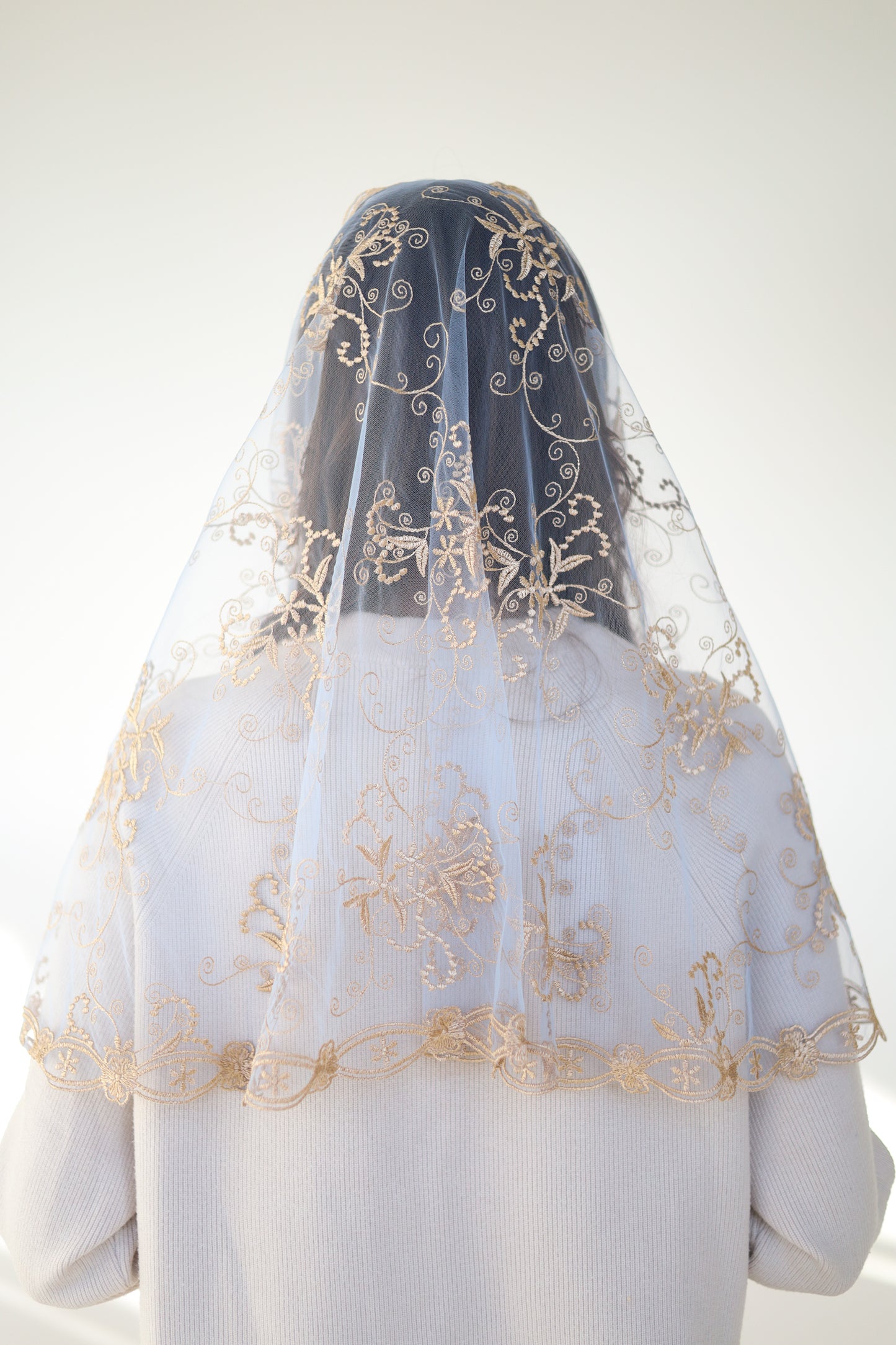 GOLD & LIGHT BLUE VEIL - MariaVeils