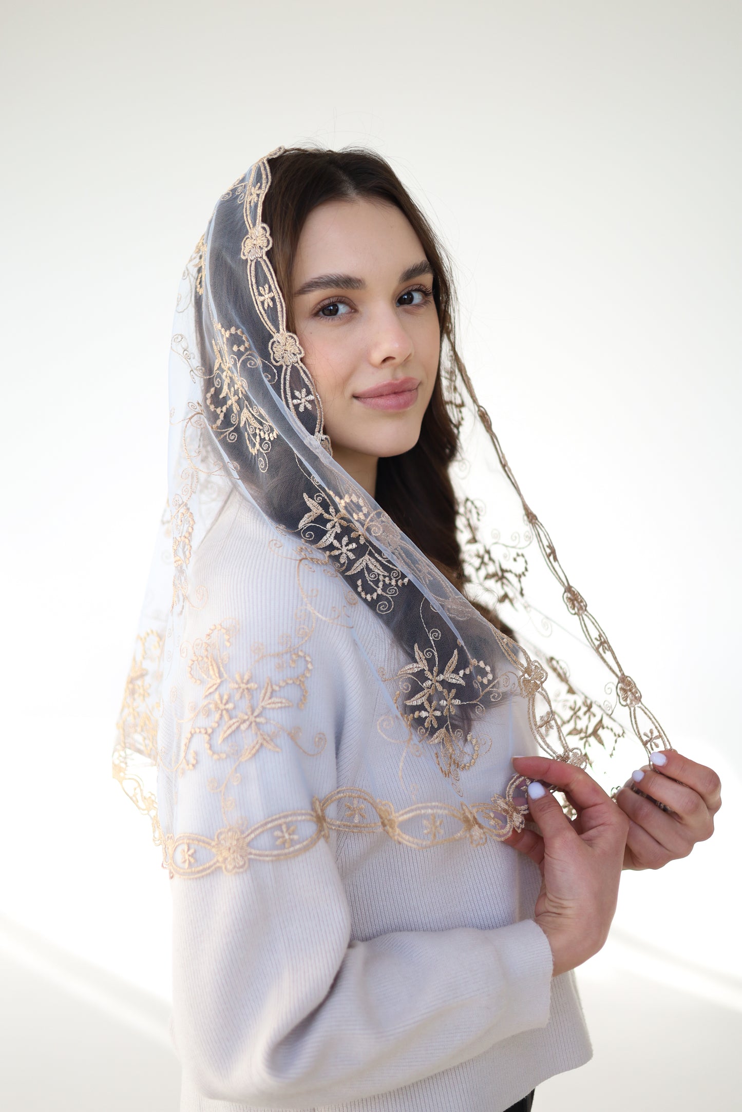 GOLD & LIGHT BLUE VEIL - MariaVeils