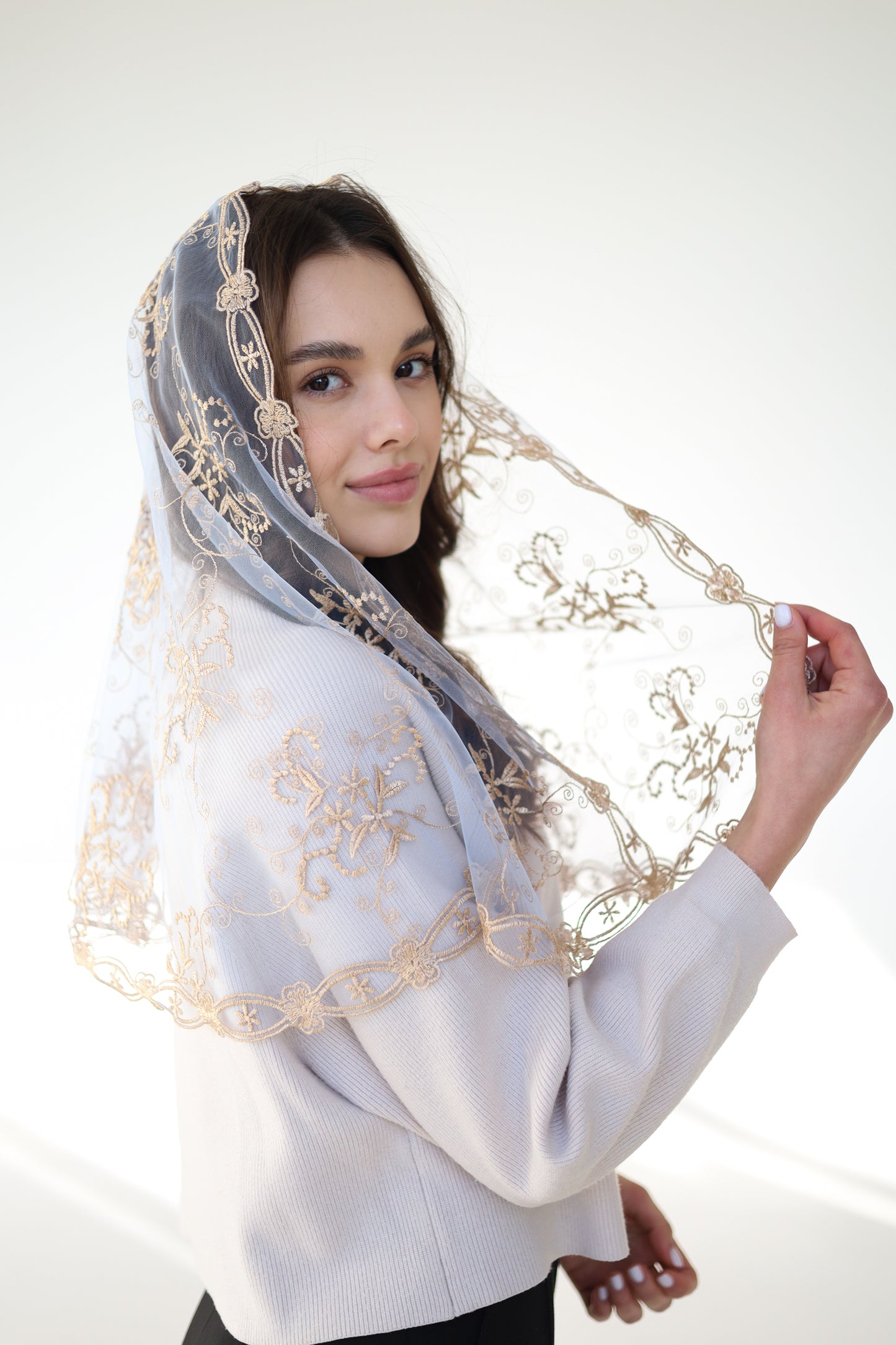GOLD & LIGHT BLUE VEIL - MariaVeils