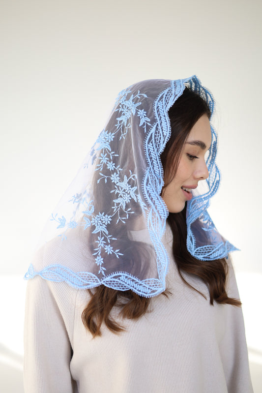 LIGHT BLUE MANTILLA - MariaVeils