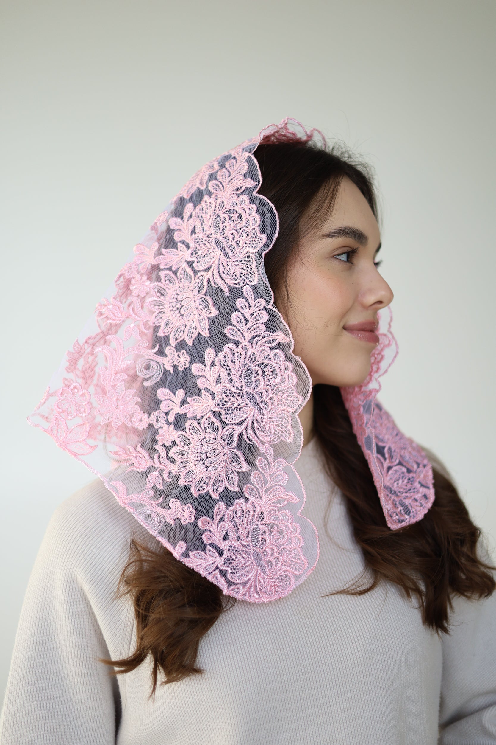 FLORAL PINK VEIL - MariaVeils