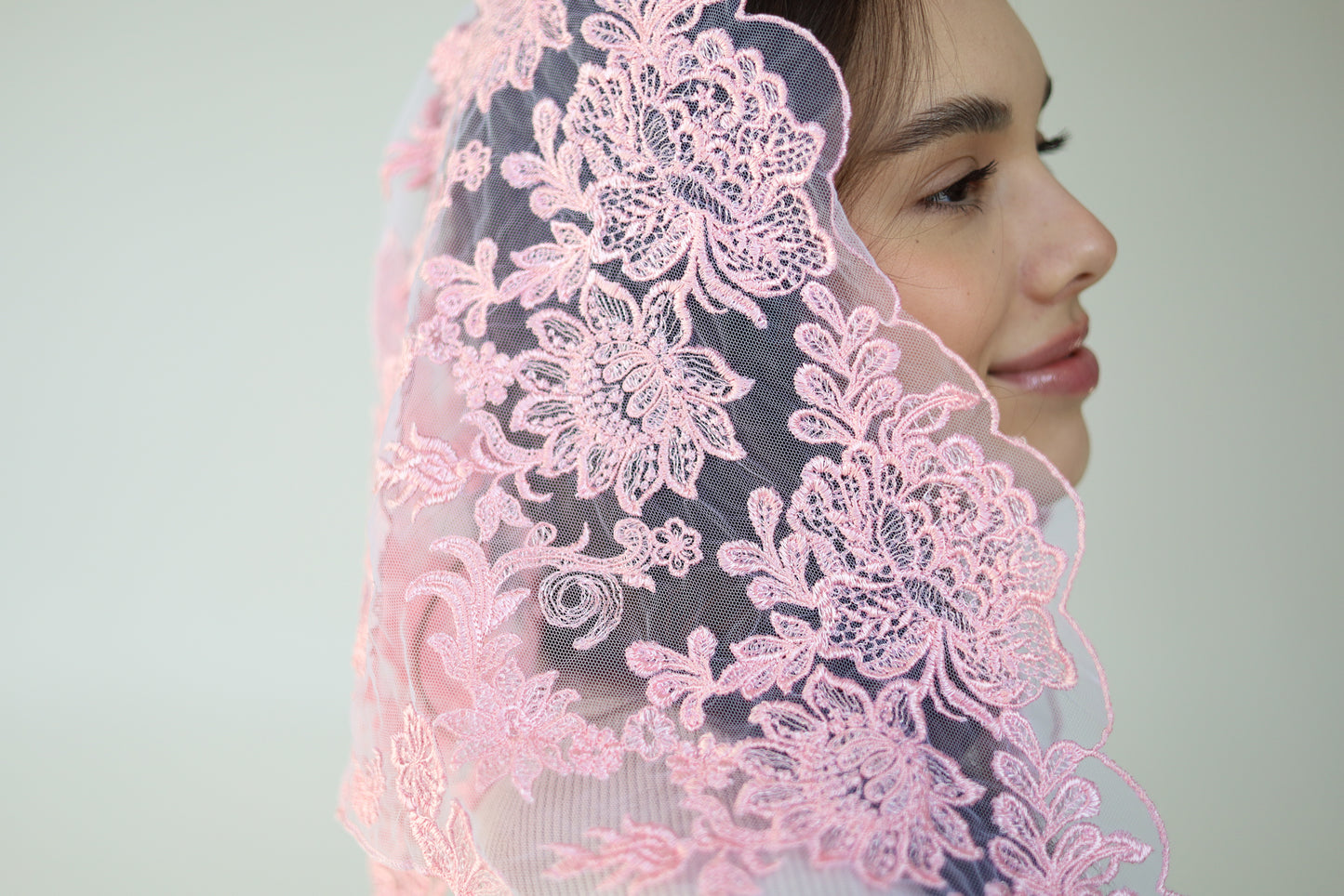 FLORAL PINK VEIL - MariaVeils